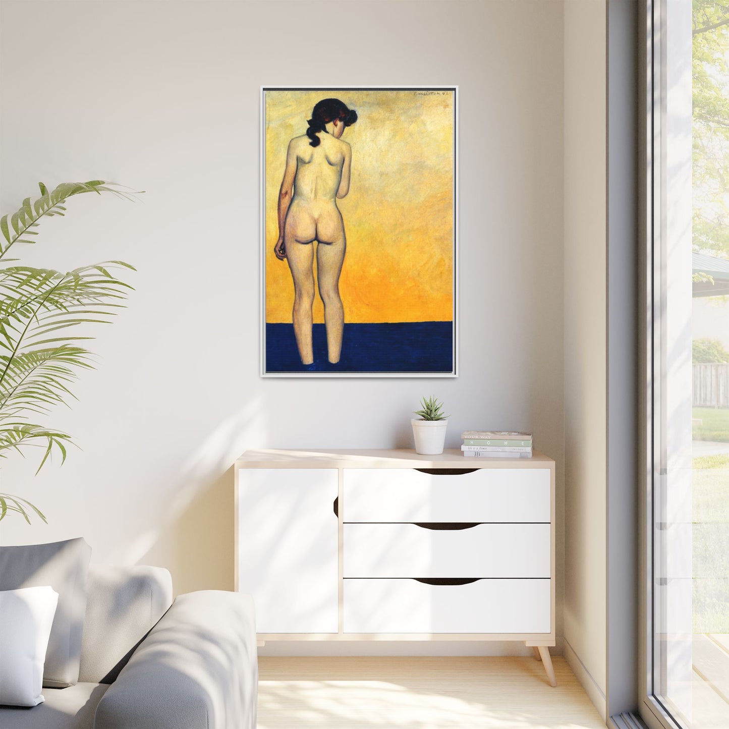 Adolescente entrant dans l'eau by Félix Vallotton Framed Matte Canvas Wall Art Print