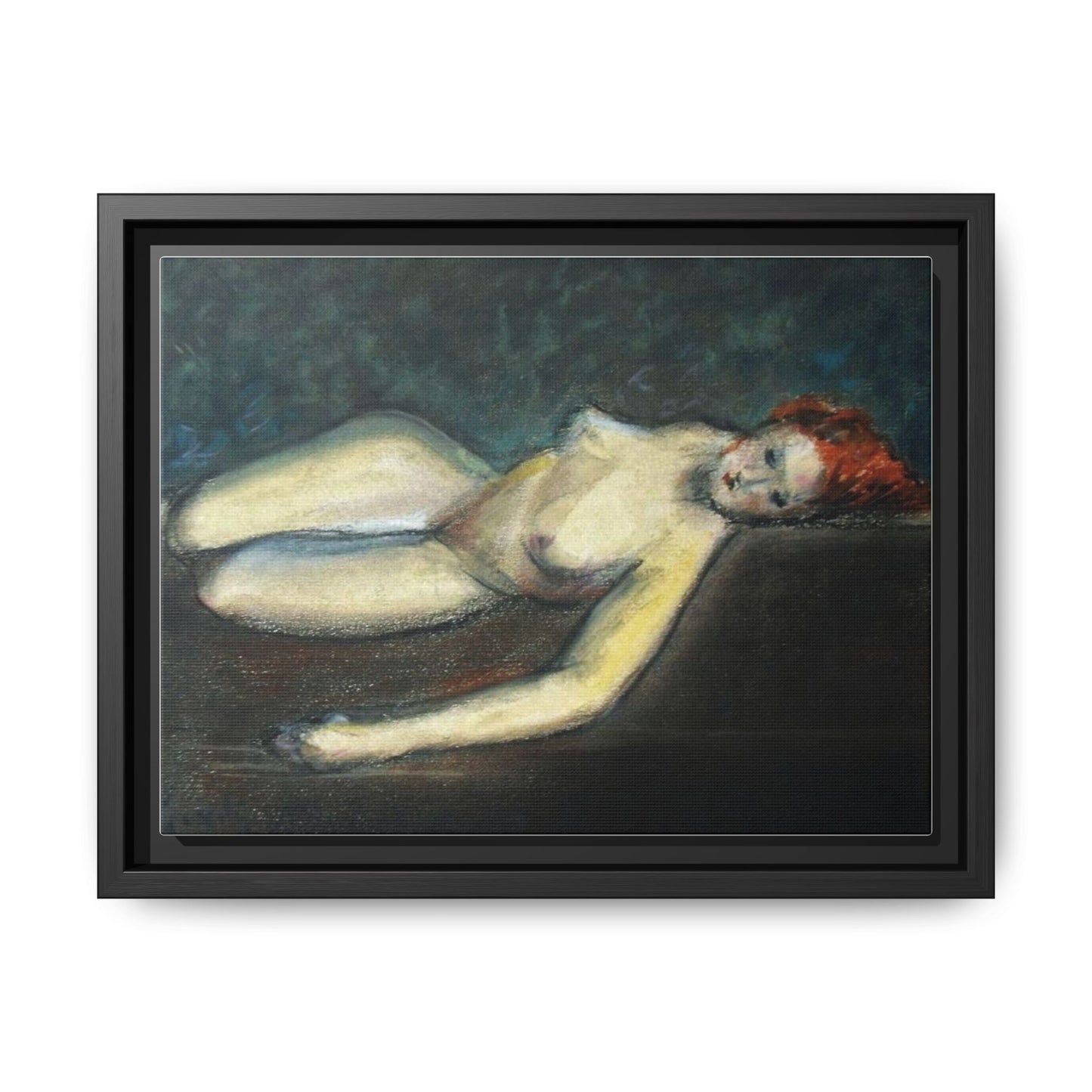 Lying nude by Paul Gosselin Framed Matte Canvas Wall Art Print