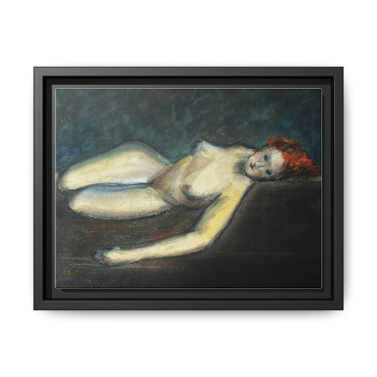 Lying nude by Paul Gosselin Framed Matte Canvas Wall Art Print