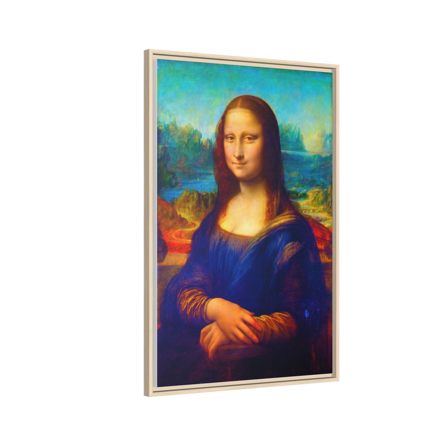 Framed Matte Canvas Print — Colorful Mona Lisa Wall Art