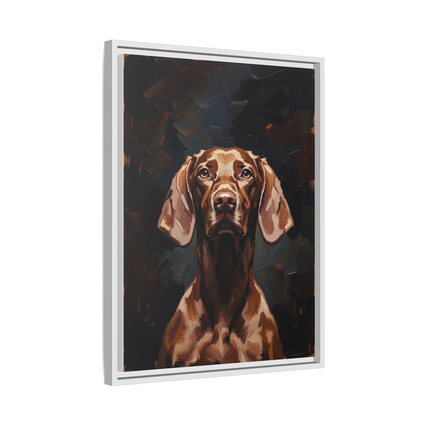 Framed Matte Canvas Dog Portrait – Brown Vizsla Wall Art