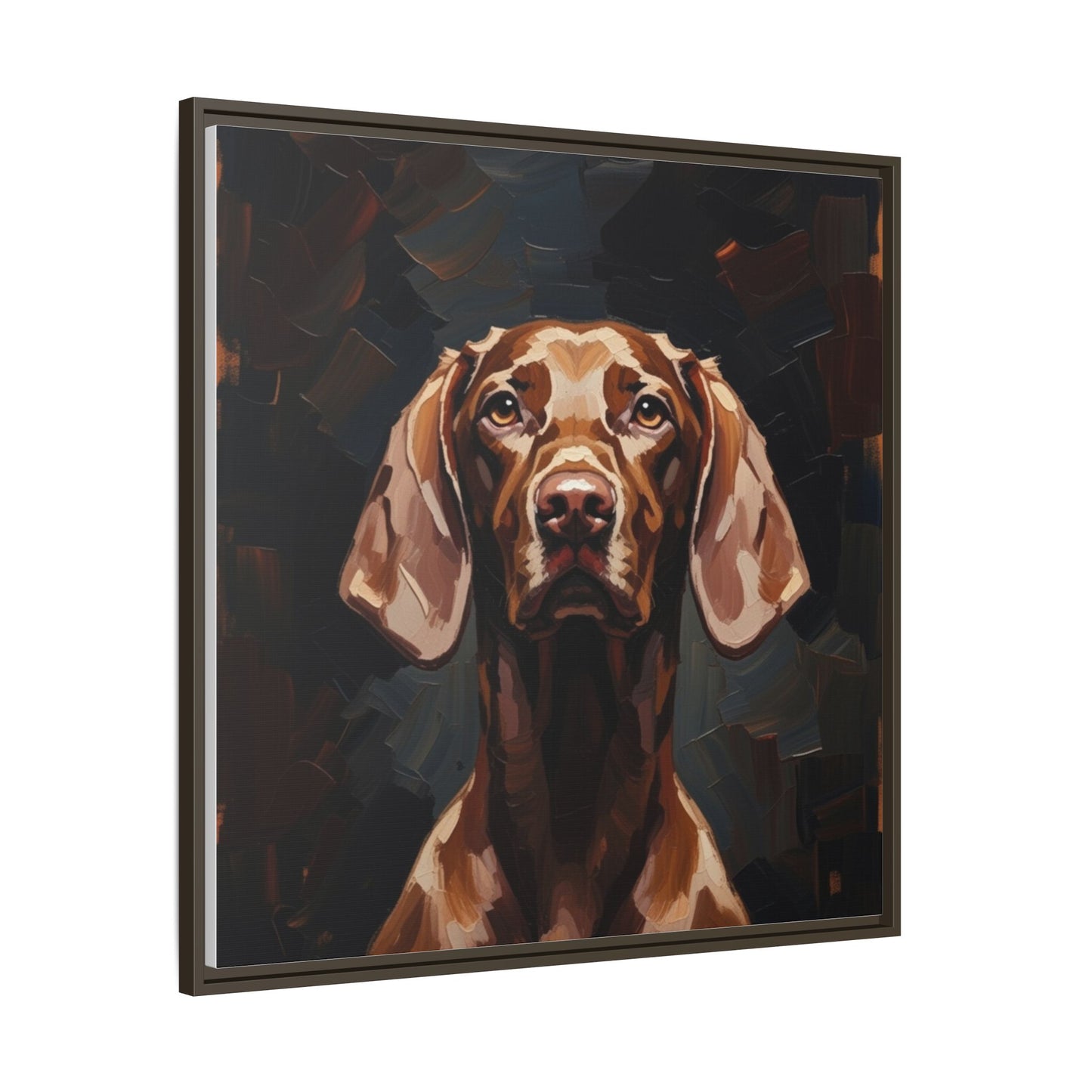 Framed Matte Canvas Dog Portrait – Brown Vizsla Wall Art