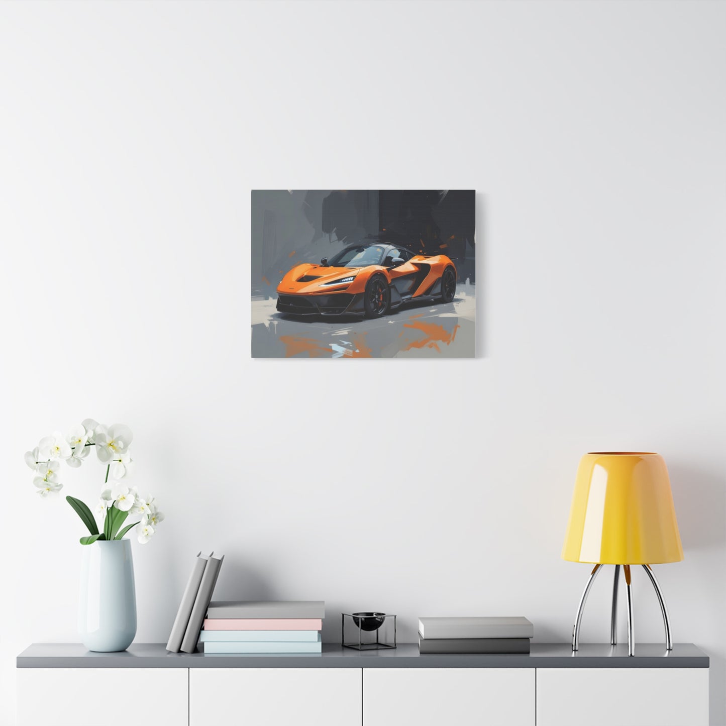 Orange Supercar Matte Canvas Wall Art – Stretched 1.25" Sports Car Print