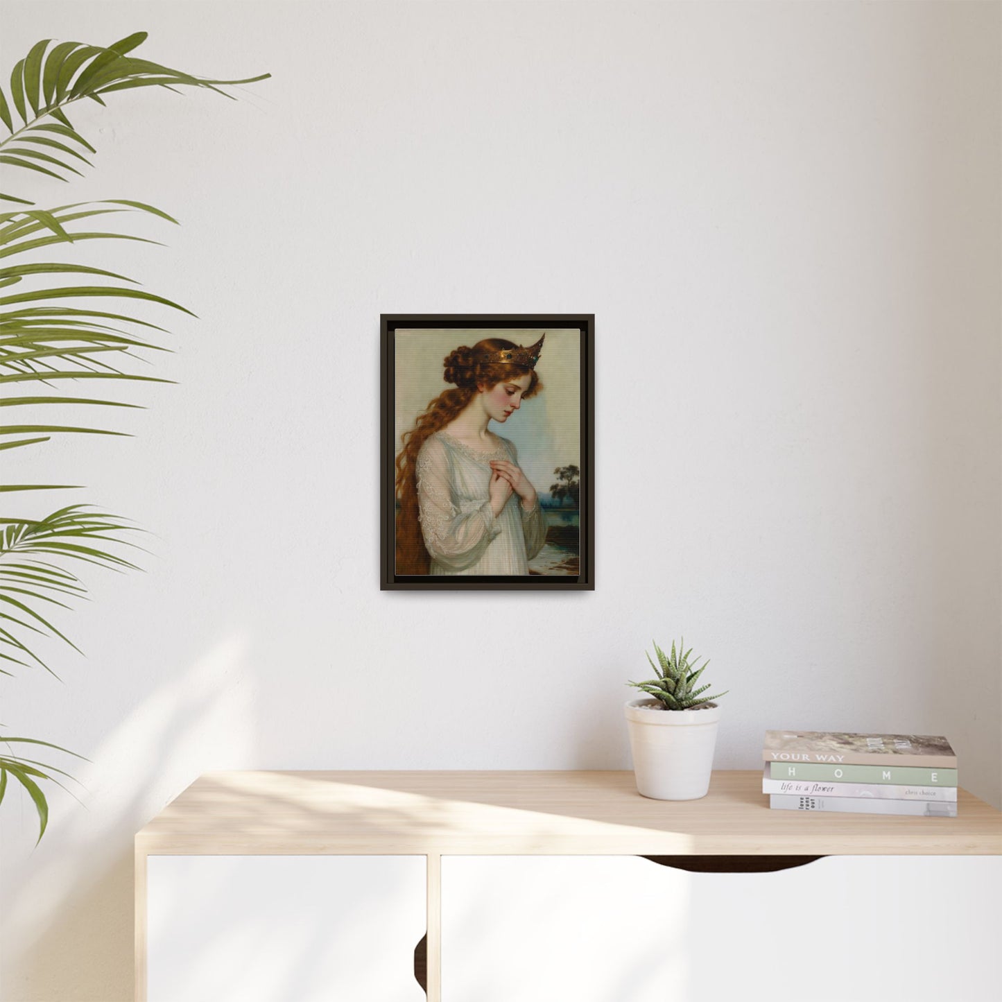 Framed Matte Canvas Print — Vintage Pre-Raphaelite Princess Portrait