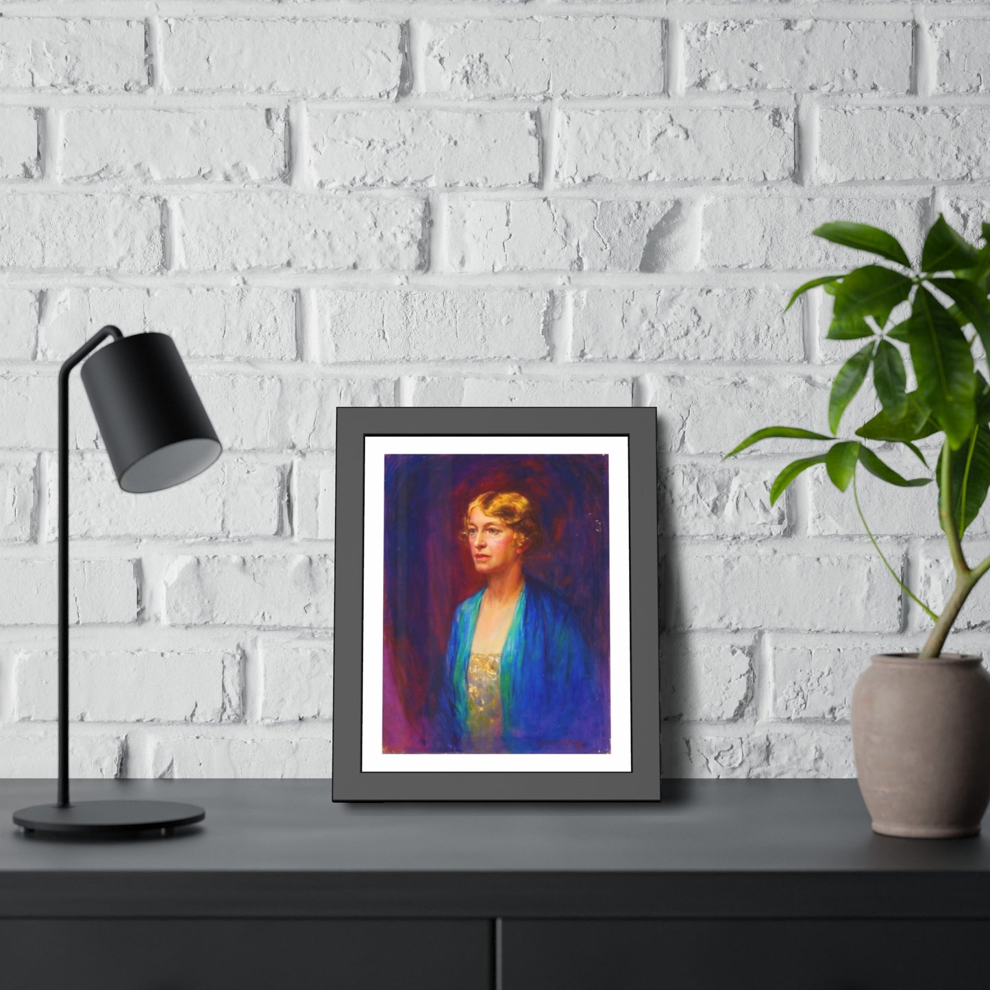 Framed Portrait Poster — Vintage Woman Oil-Style Art Print