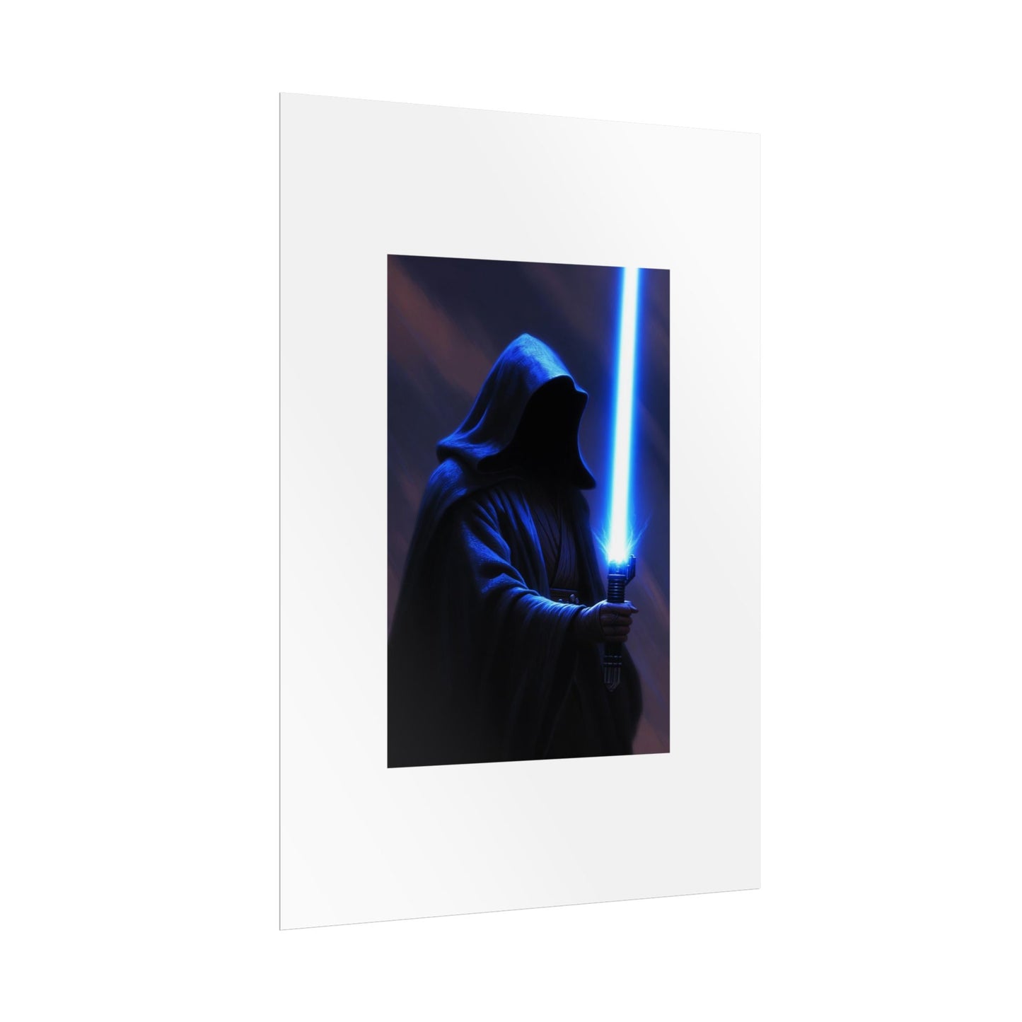 Sci‑Fi Lightsaber Poster — Hooded Jedi Warrior Wall Art (Rolled Poster)