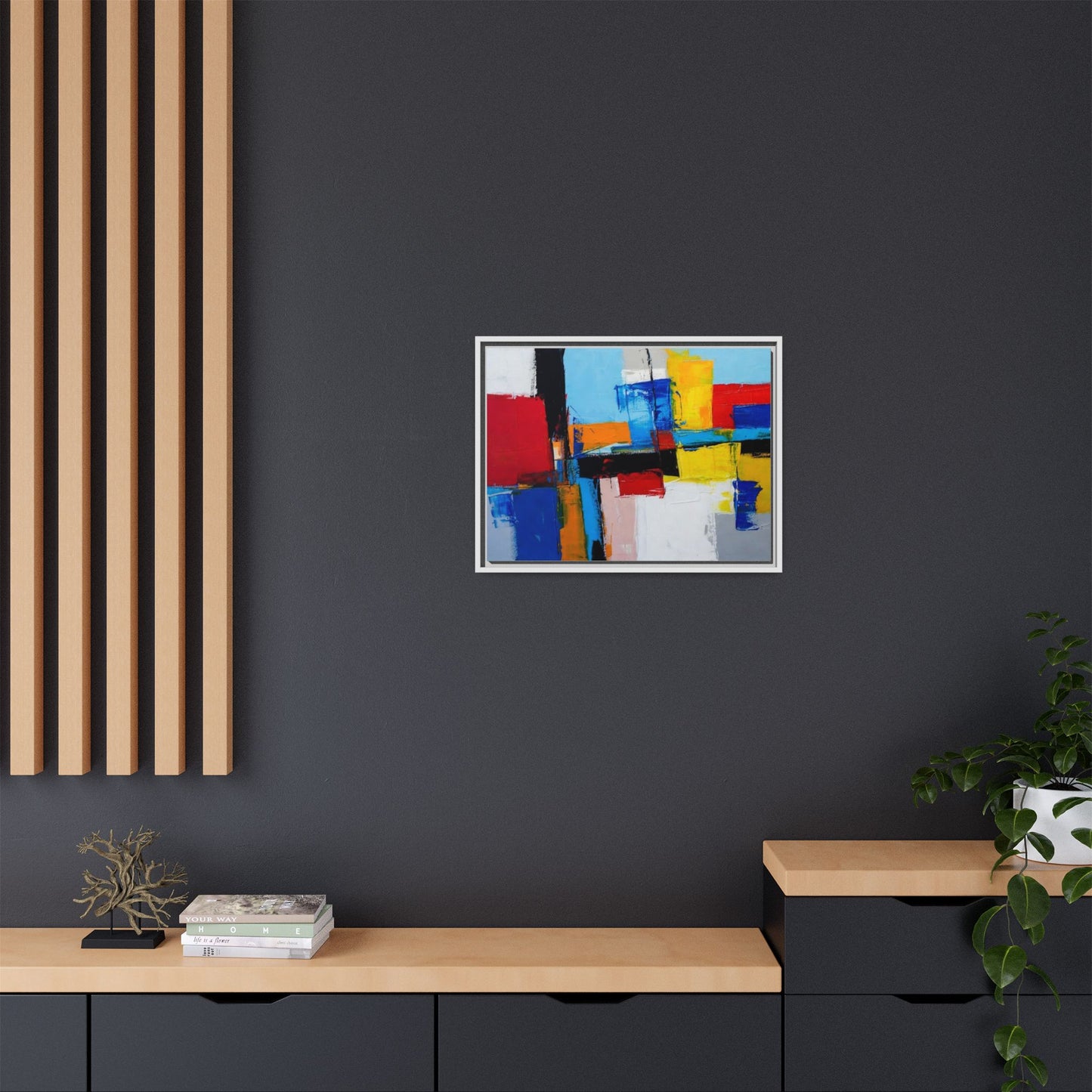 Abstract Color Block Matte Canvas Framed Wall Art
