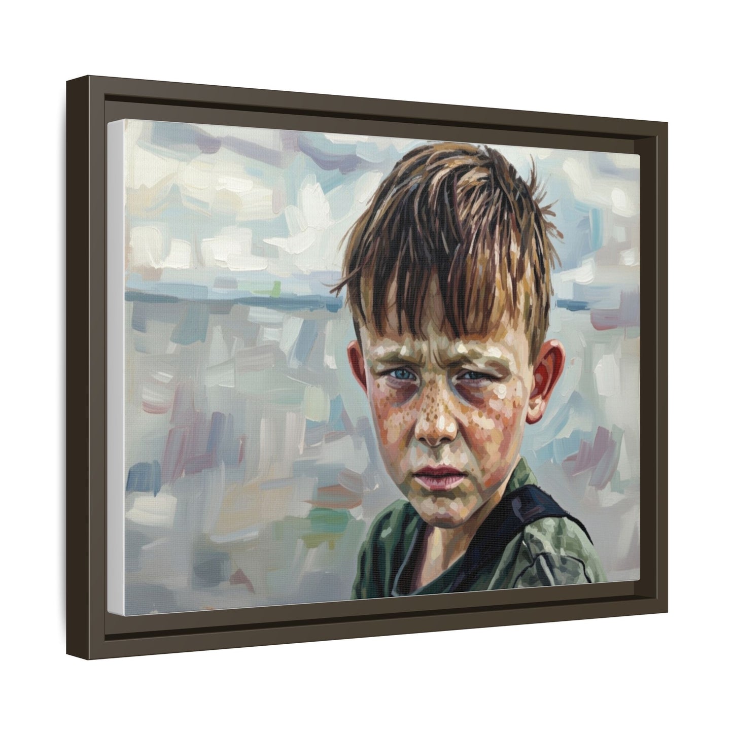 Framed Matte Canvas: Gritty Boy Portrait Art Print