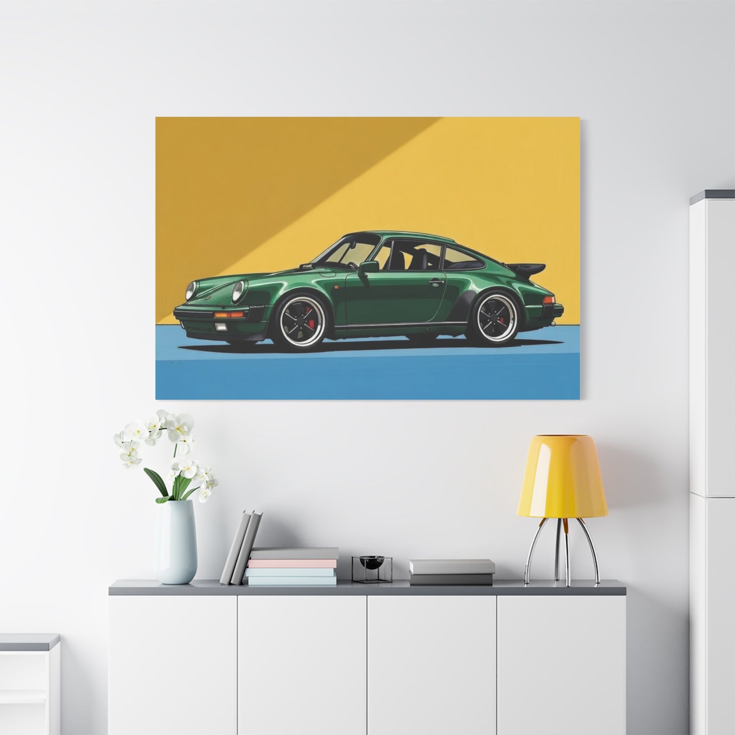 Vintage Green Porsche Art Print - Matte Stretched Canvas