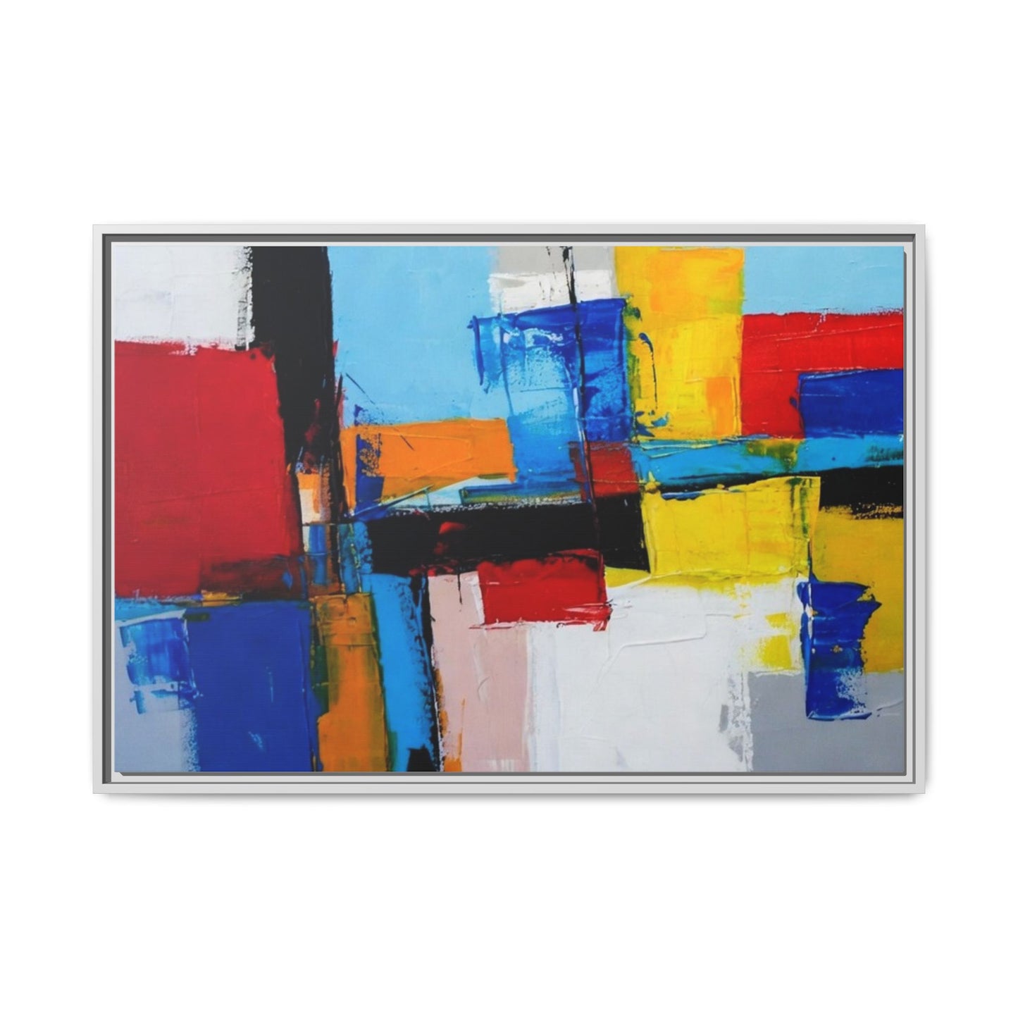 Abstract Color Block Matte Canvas Framed Wall Art
