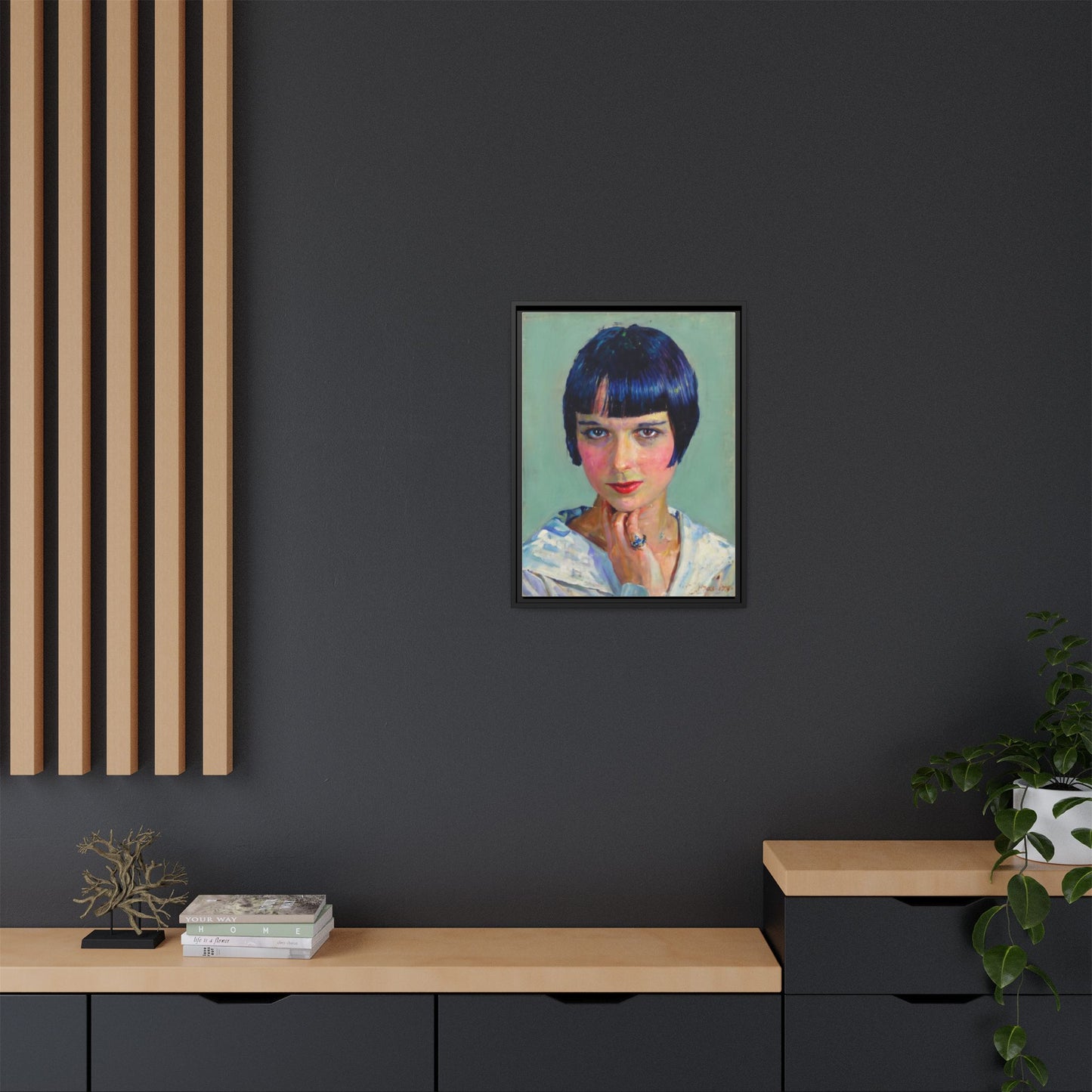 Framed Matte Canvas Portrait Print — Vintage Flapper Woman