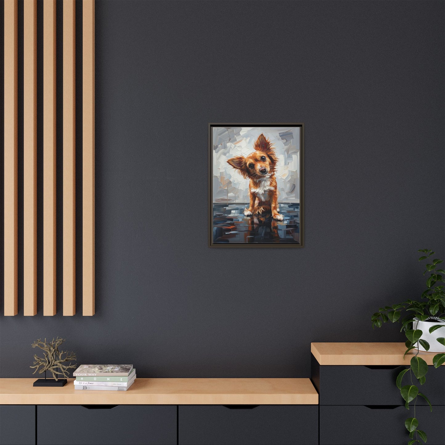 Framed Matte Canvas Print — Playful Brown Dog Portrait