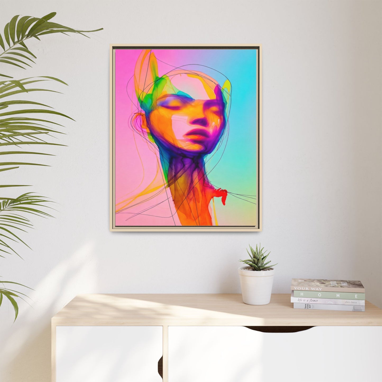 Framed Matte Canvas Art — Vibrant Abstract Portrait Wall Print