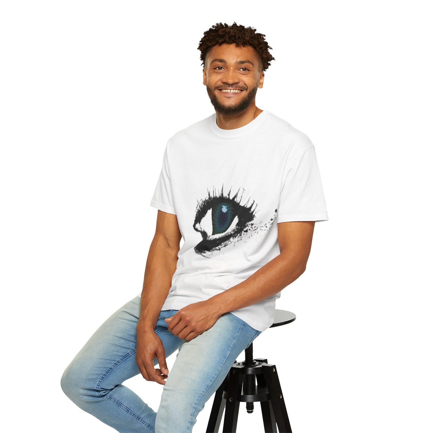 Eye Graphic T-Shirt — Blue Iris Grunge Art Tee