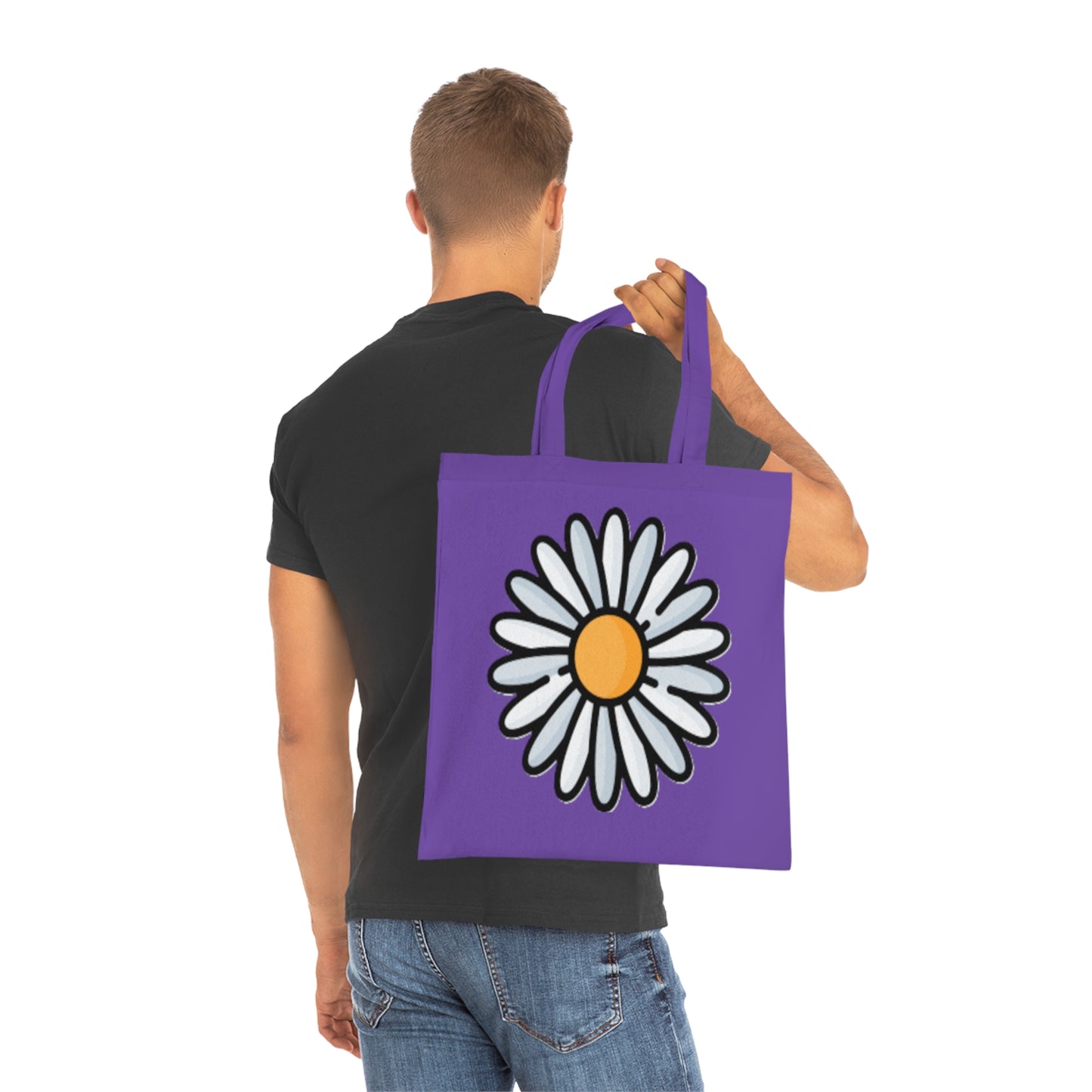 Daisy Print Cotton Tote Bag – Cute Floral Market Tote