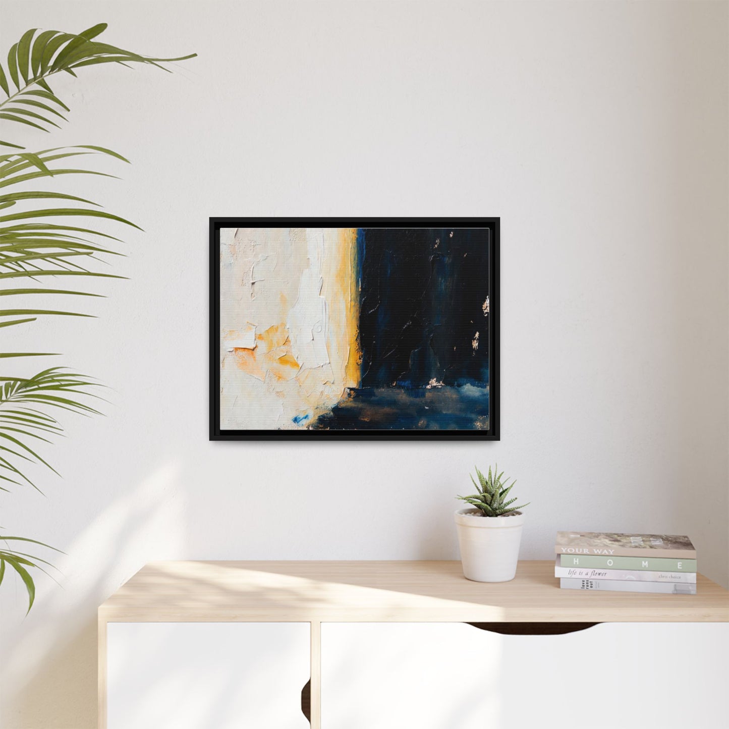 Abstract Coastal Texture Framed Canvas Art — Matte Multi-Color Wall Print