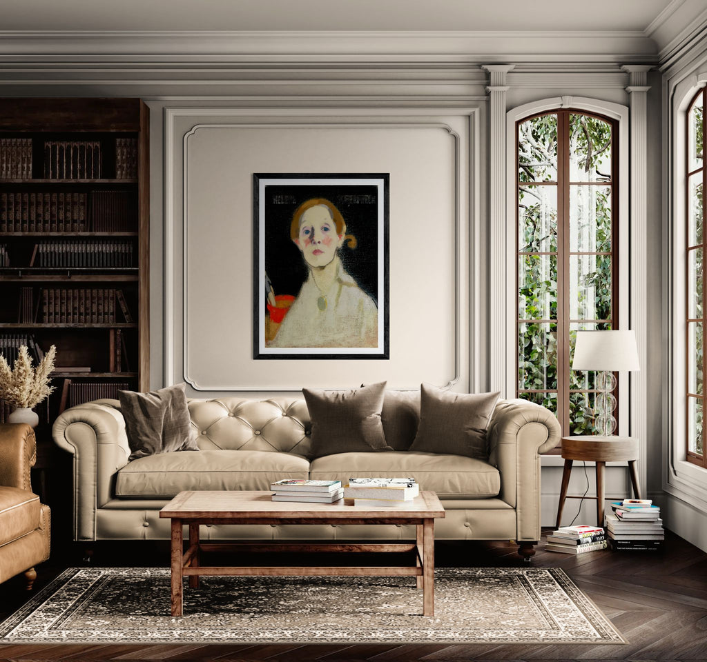 Self-Portrait Black Background by Helene Schjerfbeck Wall Art Print