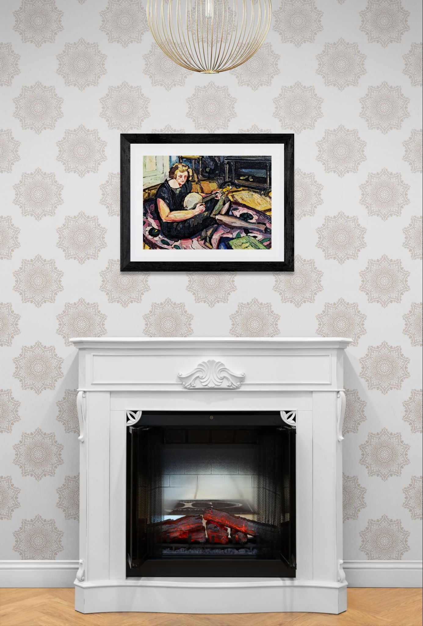 Luce au banjo dans le salon à Rabastens by Georges Gaudion Wall Art Print