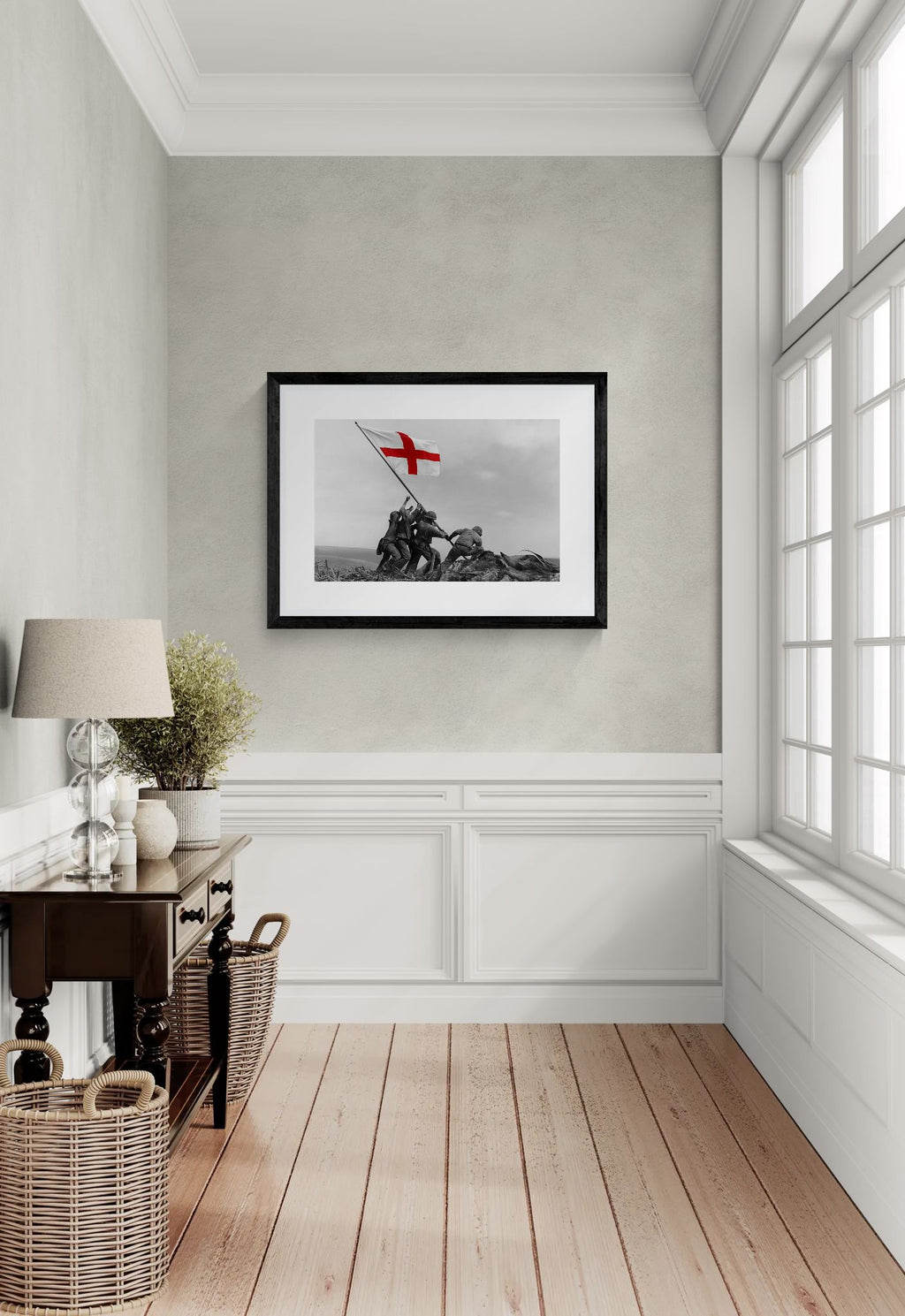 Raising the St George  by Unknown attributed to Joe Rosenthal Wall Art Print