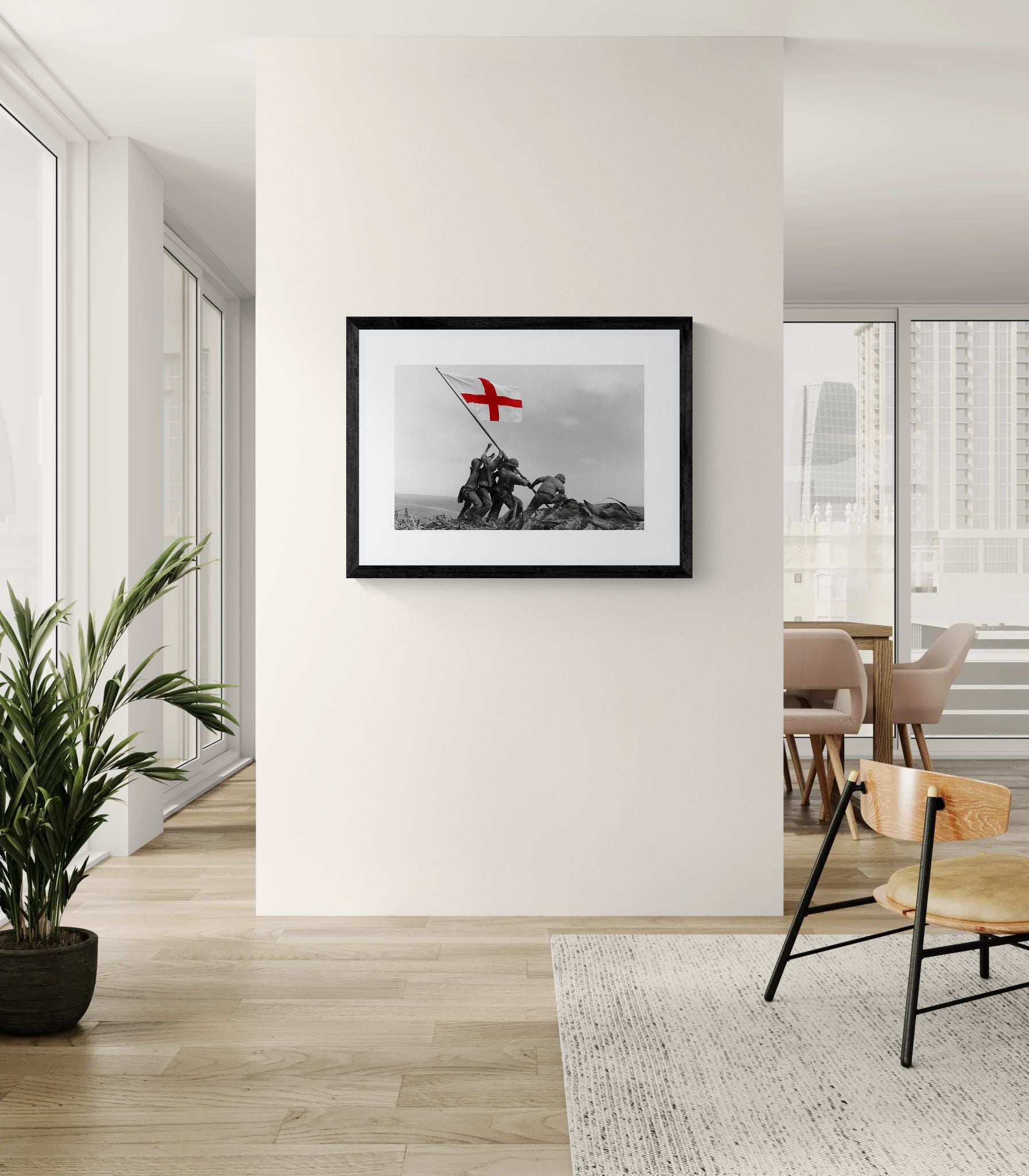 Raising the St George  by Unknown attributed to Joe Rosenthal Wall Art Print