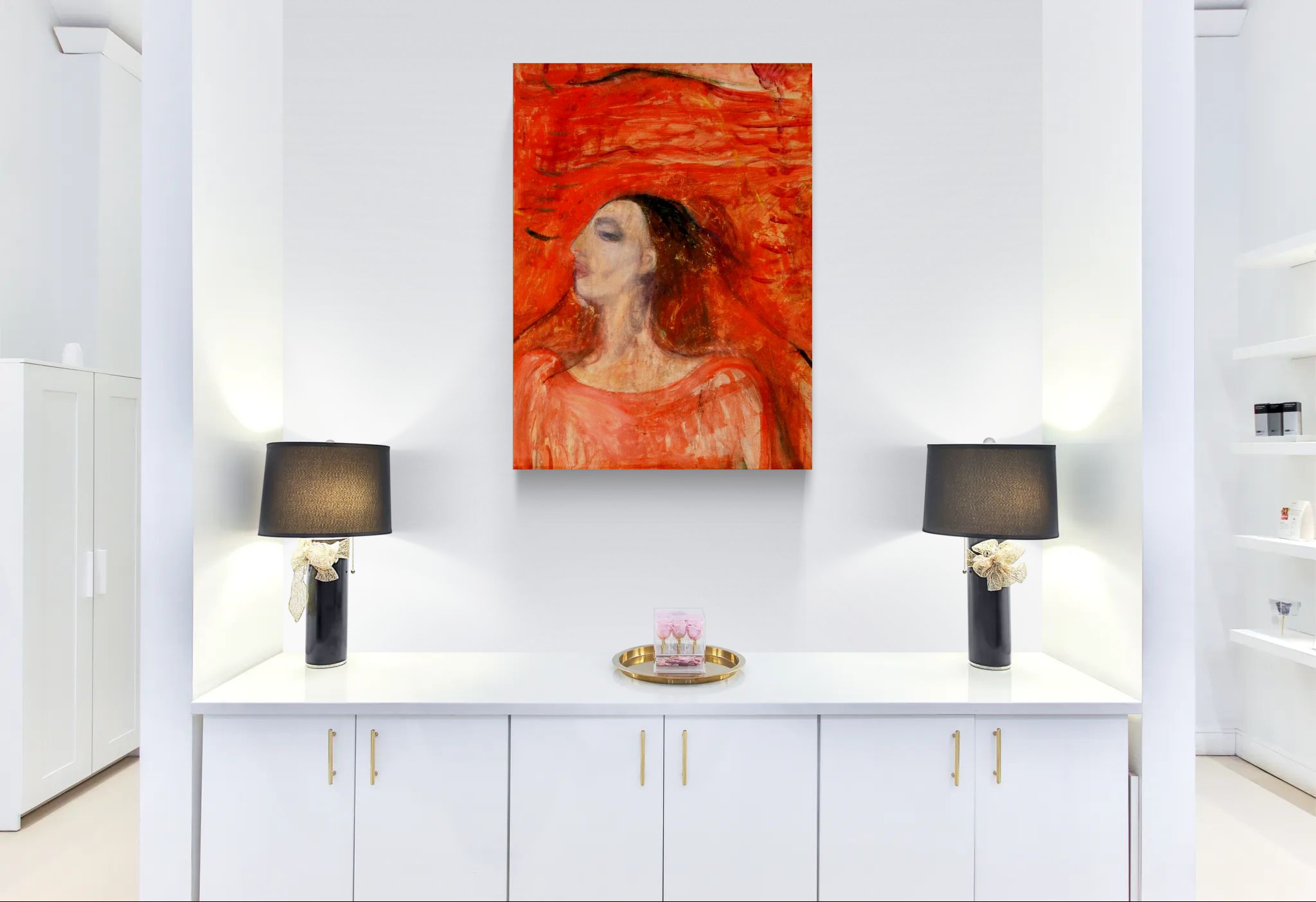Woman's Head against a Red Background by Edvard Munch Matte Canvas Wall Art