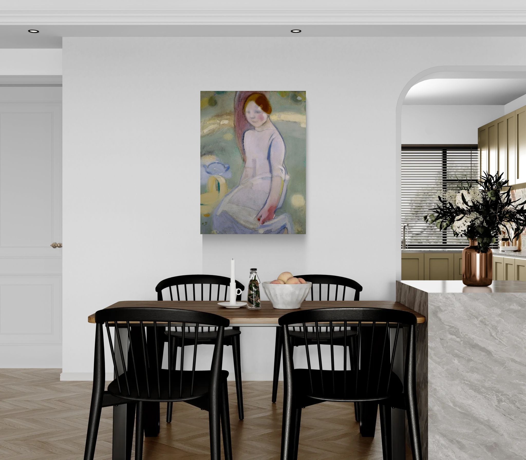 Under the Linden by Helene Schjerfbeck Soft Pastel Portrait Matte Canvas Wall Art Print