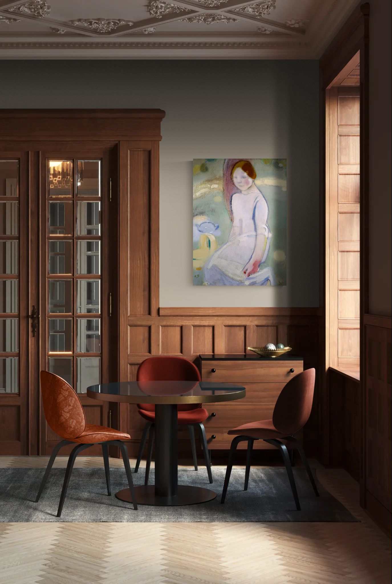 Under the Linden by Helene Schjerfbeck Soft Pastel Portrait Matte Canvas Wall Art Print