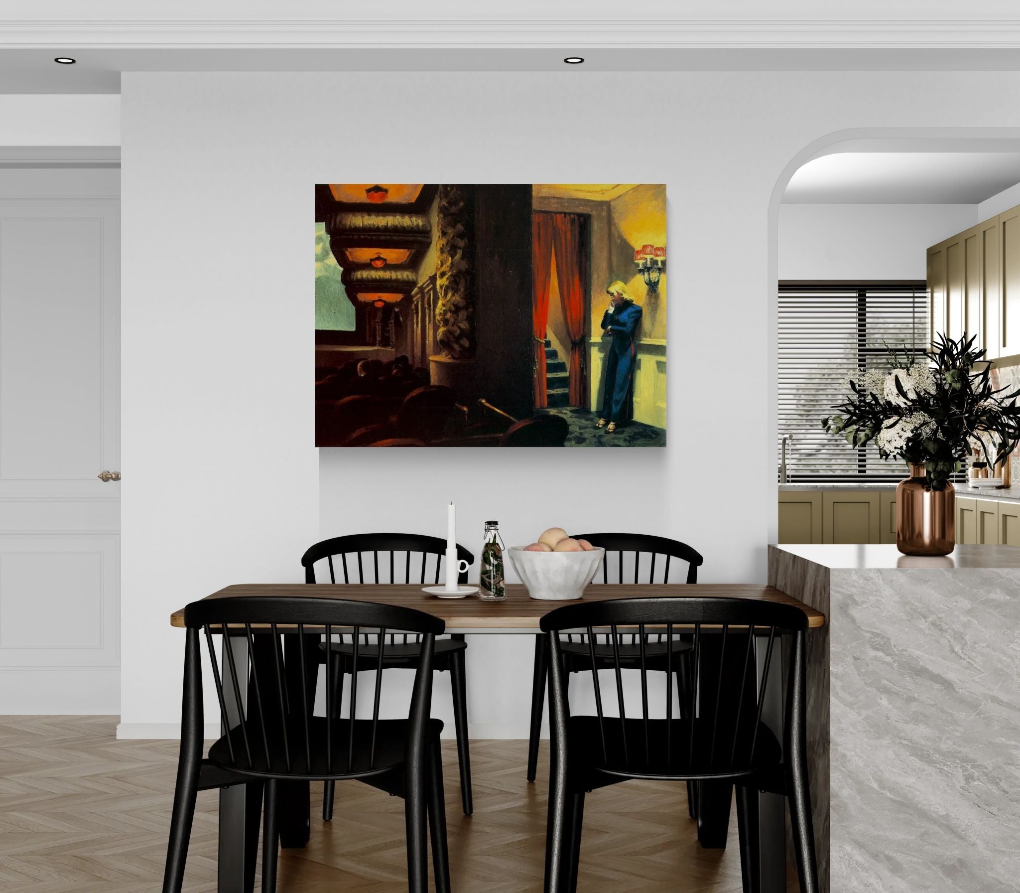 New York movie by Edward hopper Matte Canvas Wall Art Print