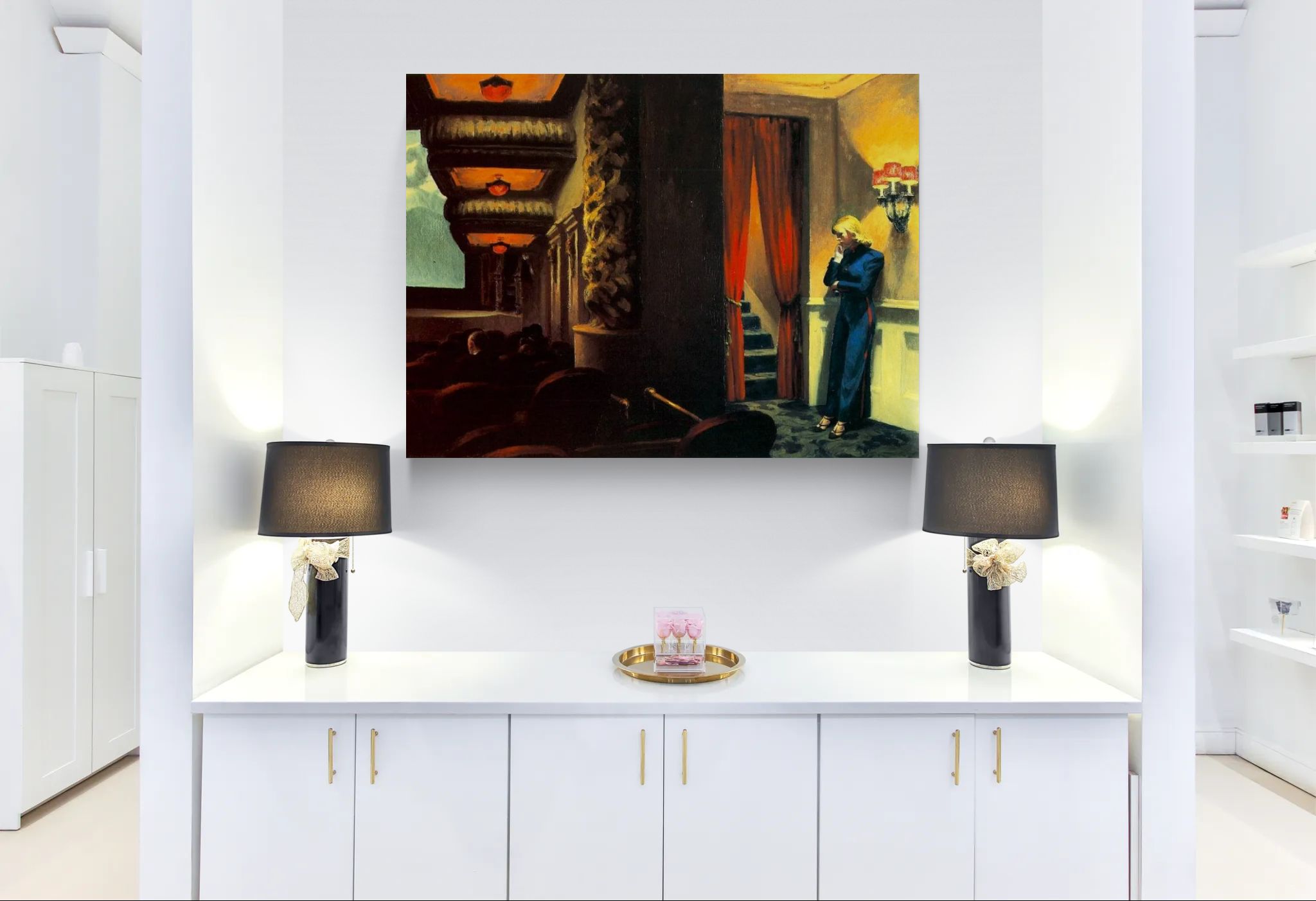 New York movie by Edward hopper Matte Canvas Wall Art Print