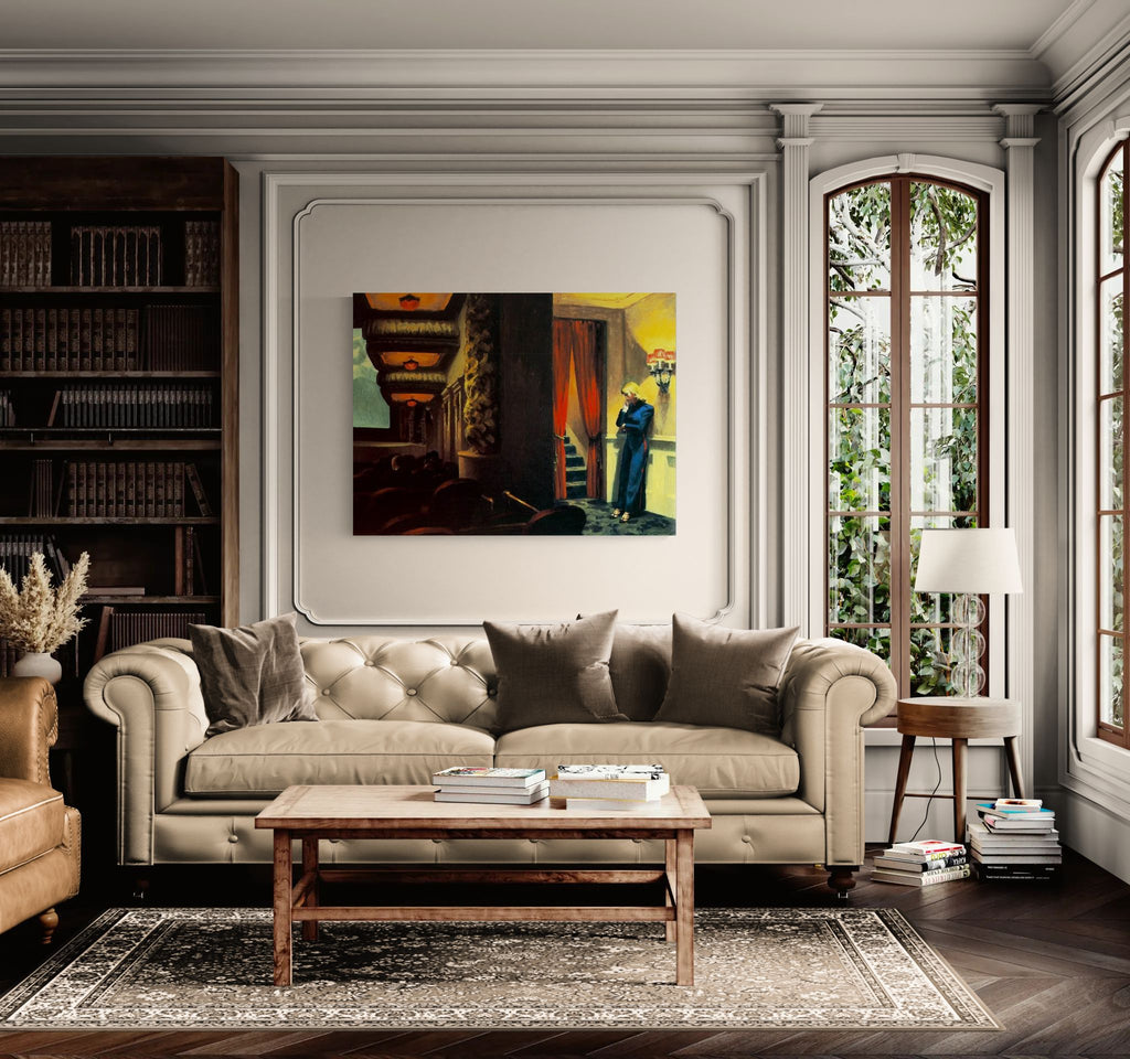New York movie by Edward hopper Matte Canvas Wall Art Print