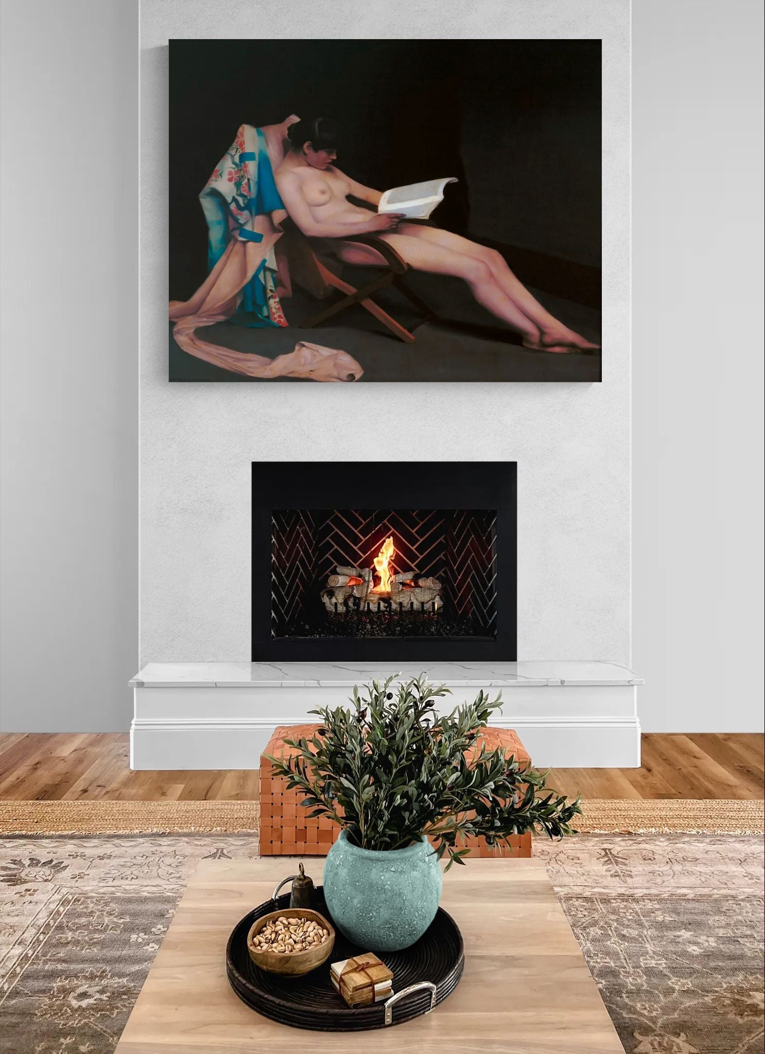 The reading girl by Theodore Roussel Matte Canvas Wall Art Print