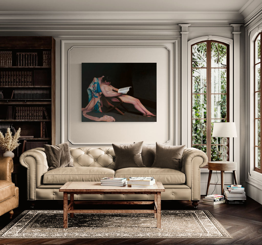 The reading girl by Theodore Roussel Matte Canvas Wall Art Print