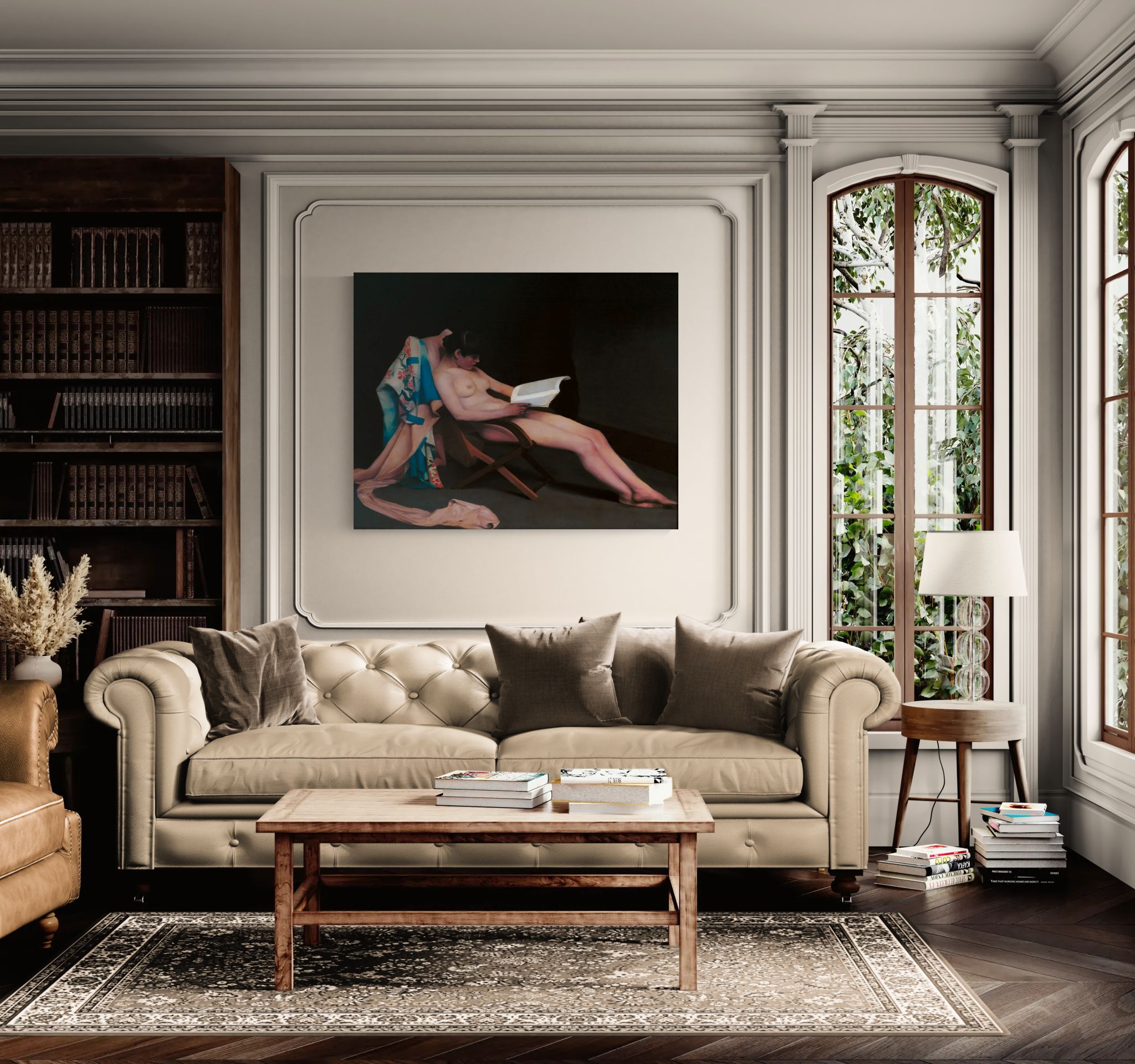 The reading girl by Theodore Roussel Matte Canvas Wall Art Print