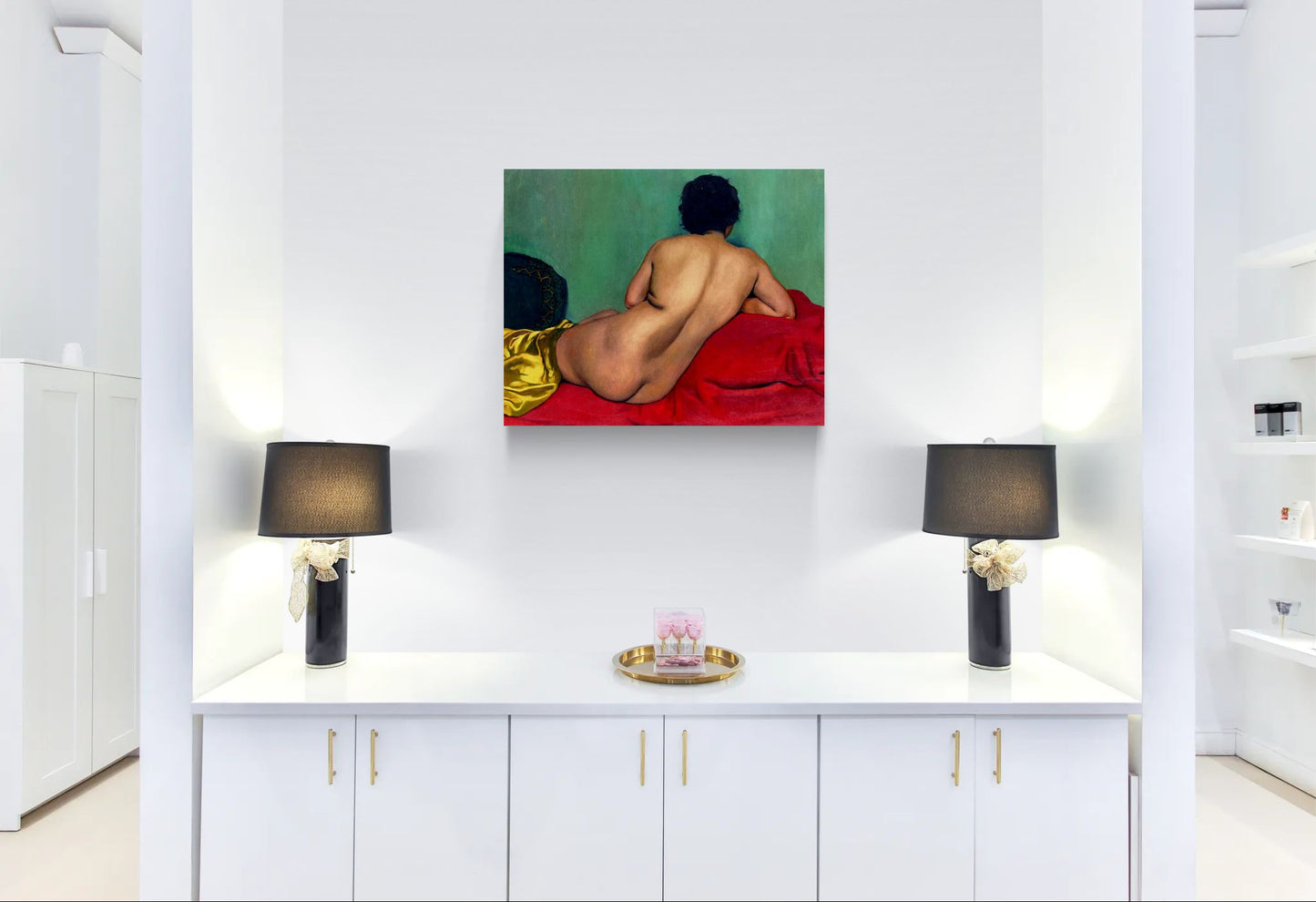Nu de dos sur un canapé rouge by Félix Vallotton Matte Canvas Wall Art Print
