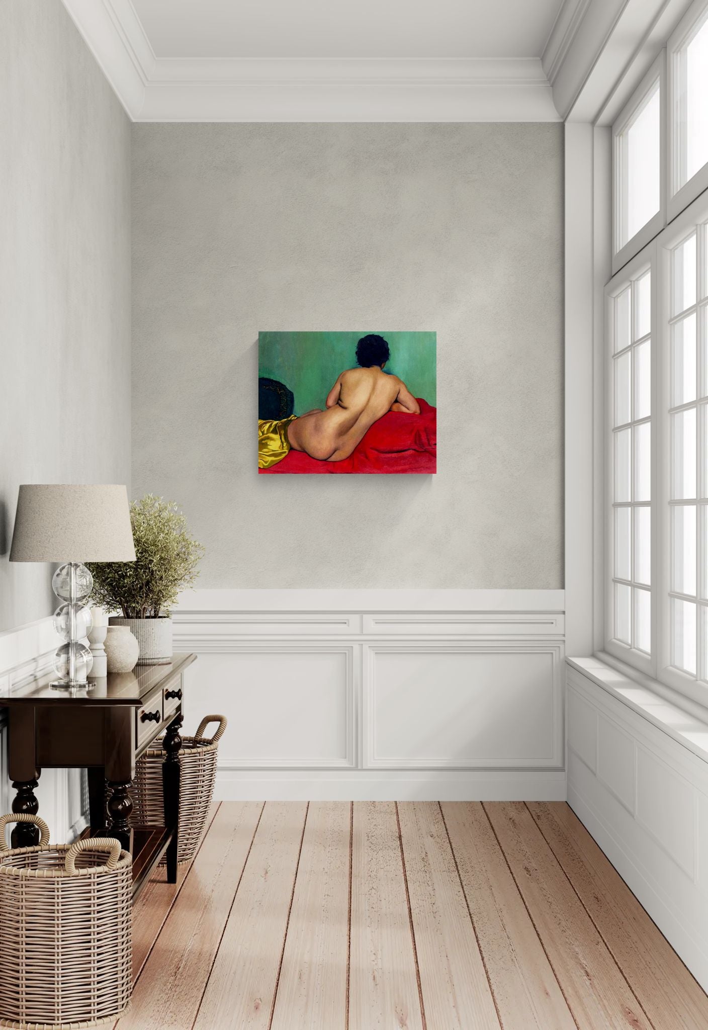 Nu de dos sur un canapé rouge by Félix Vallotton Matte Canvas Wall Art Print