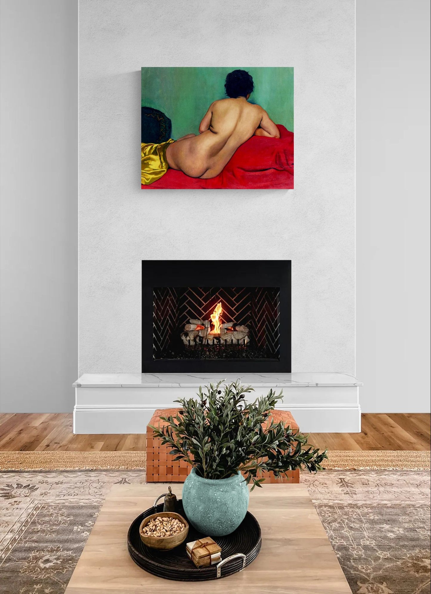 Nu de dos sur un canapé rouge by Félix Vallotton Matte Canvas Wall Art Print