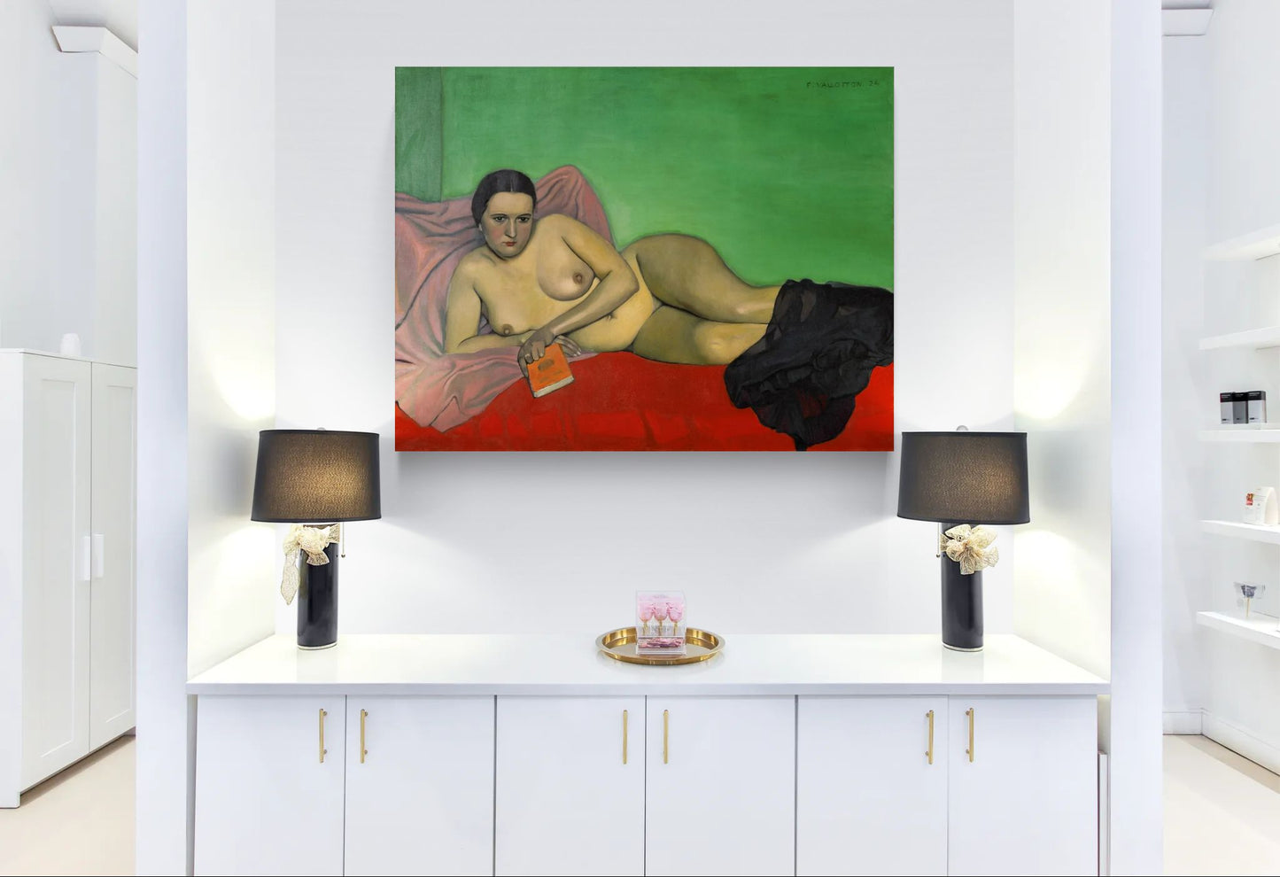 Femme nue tenant un livre by Félix Vallotton Matte Canvas Wall Art Print