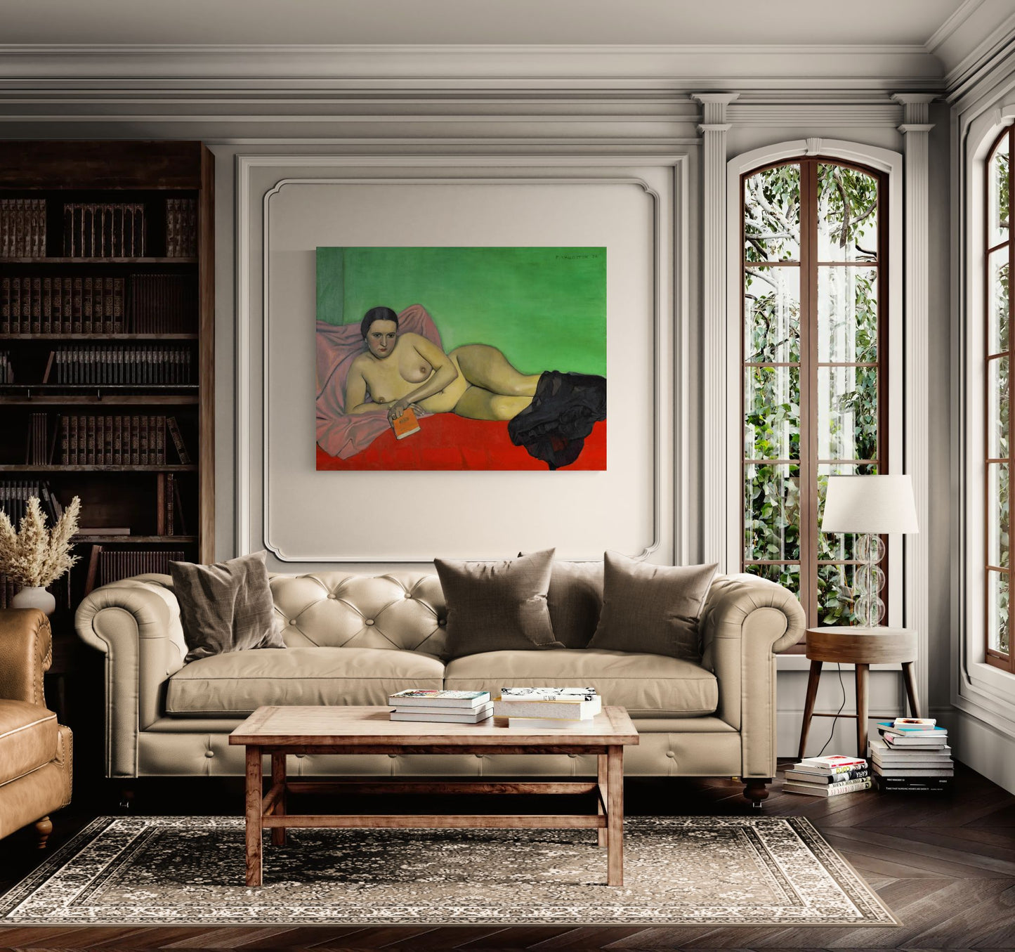 Femme nue tenant un livre by Félix Vallotton Matte Canvas Wall Art Print