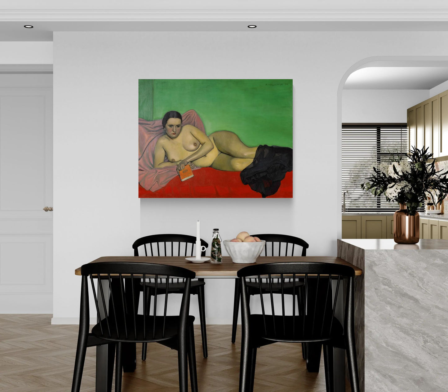 Femme nue tenant un livre by Félix Vallotton Matte Canvas Wall Art Print