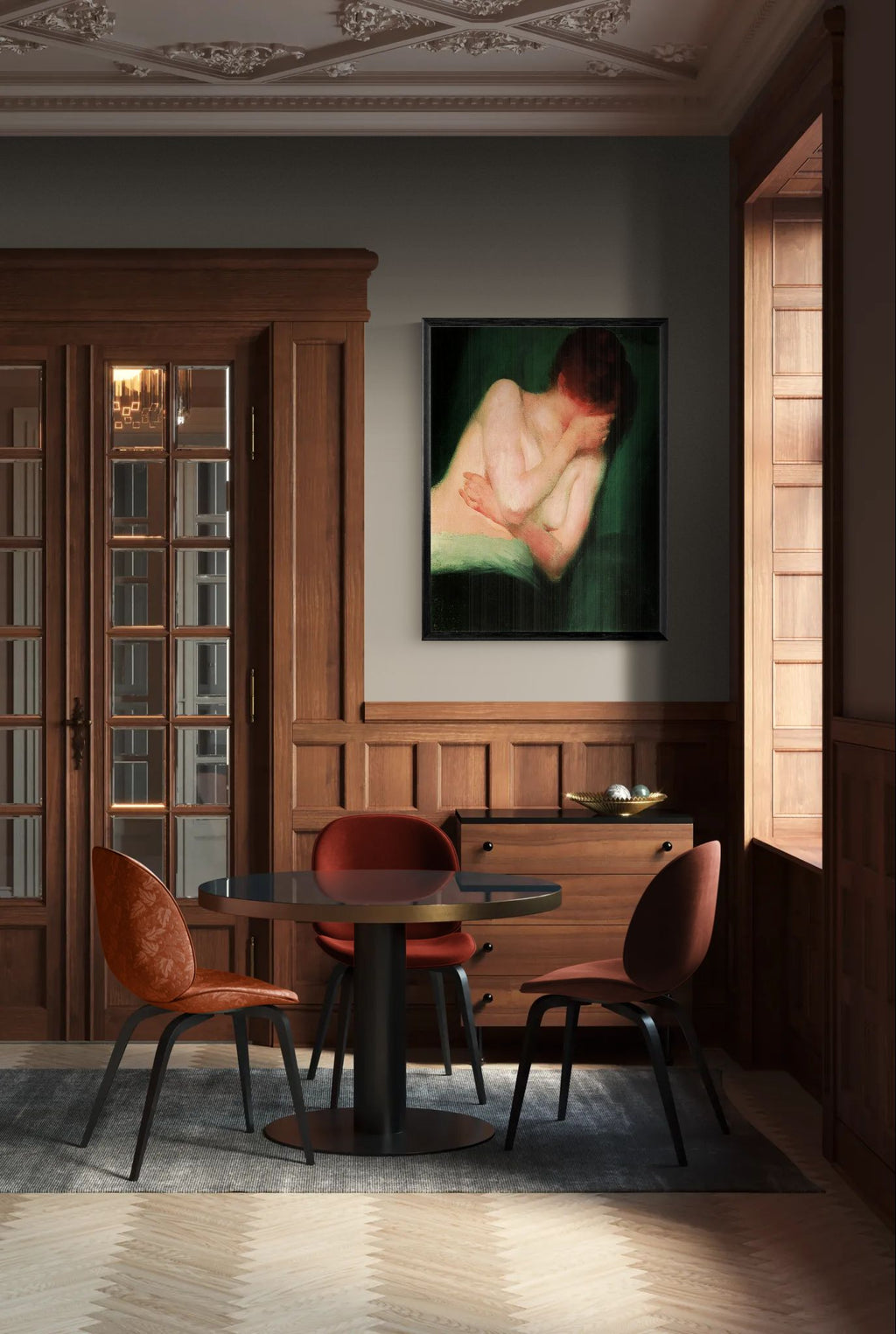 Female Nude by János Vaszary Framed Matte Canvas Wall Art Print