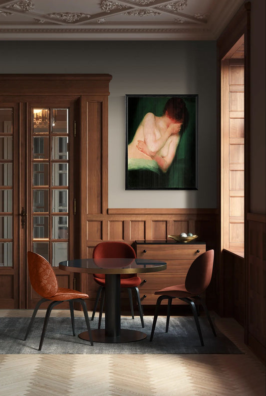 Female Nude by János Vaszary Framed Matte Canvas Wall Art Print