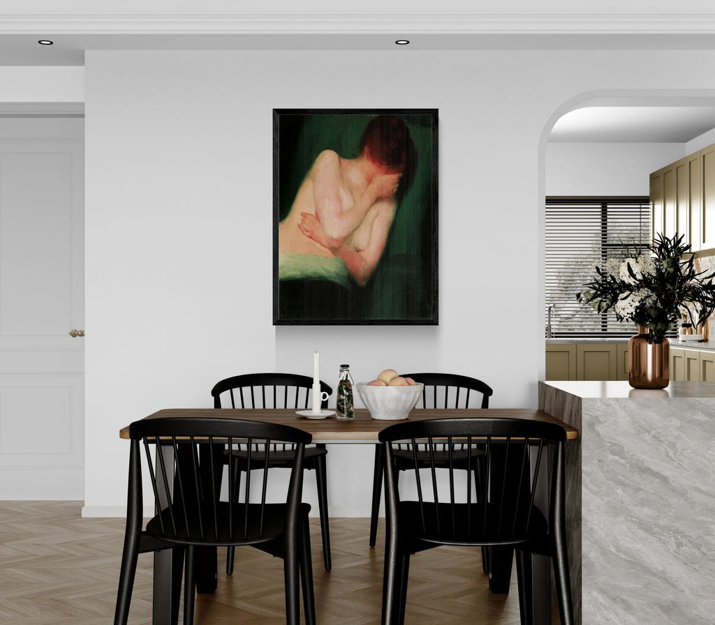 Female Nude by János Vaszary Framed Matte Canvas Wall Art Print