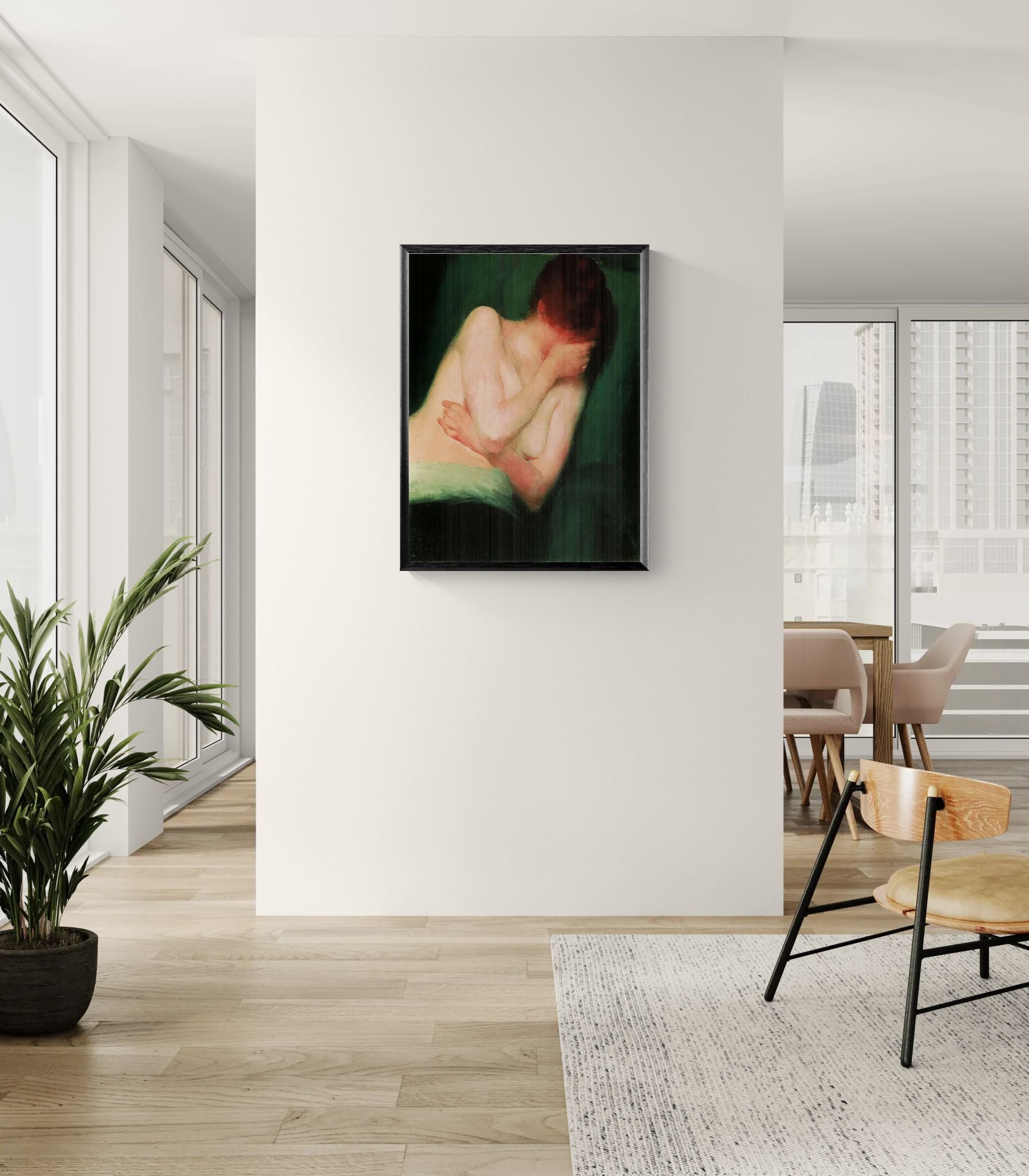 Female Nude by János Vaszary Framed Matte Canvas Wall Art Print