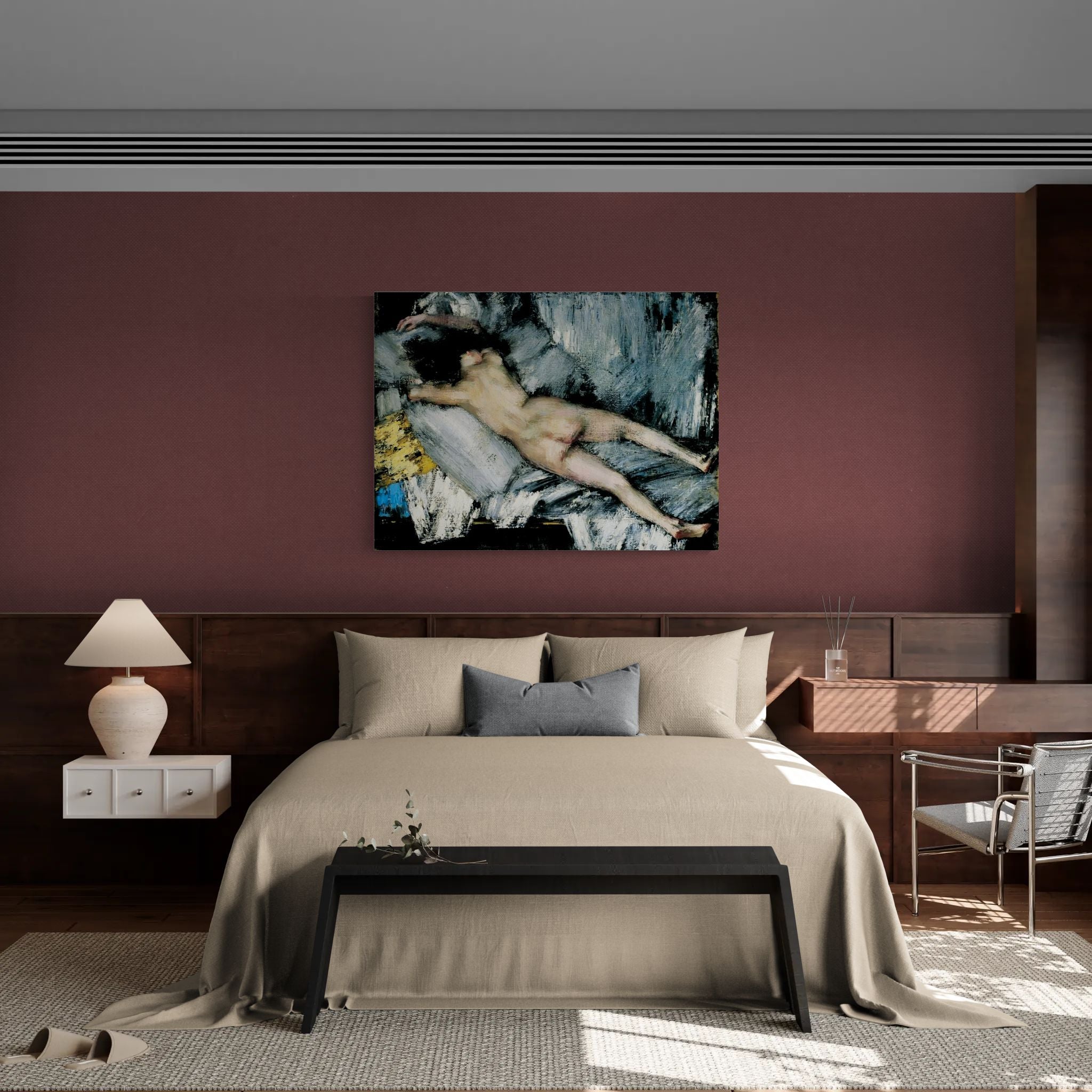 Nude in the Studio by János Vaszary Matte Stretched Canvas: Wall Art Poster