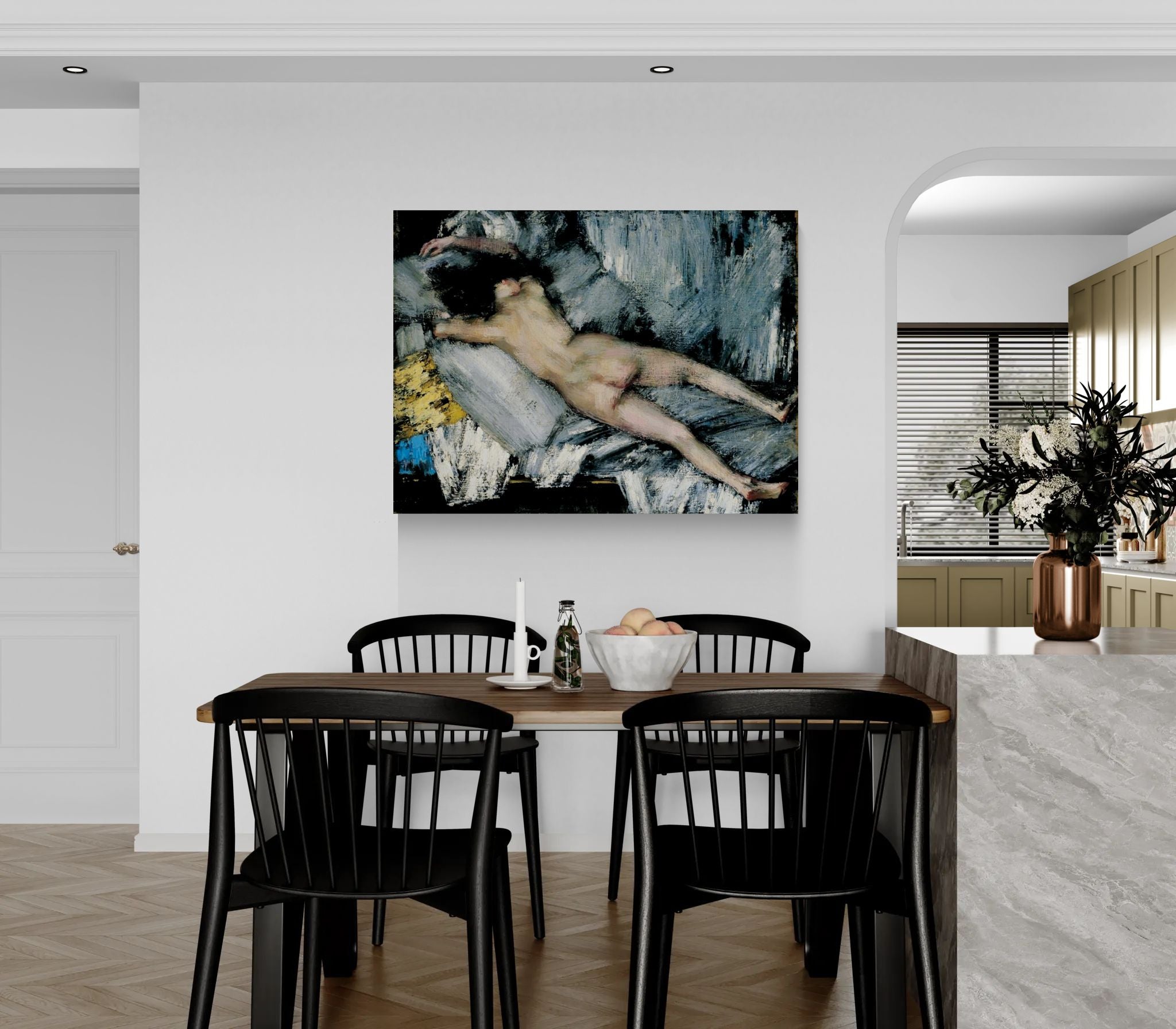 Nude in the Studio by János Vaszary Matte Stretched Canvas: Wall Art Poster