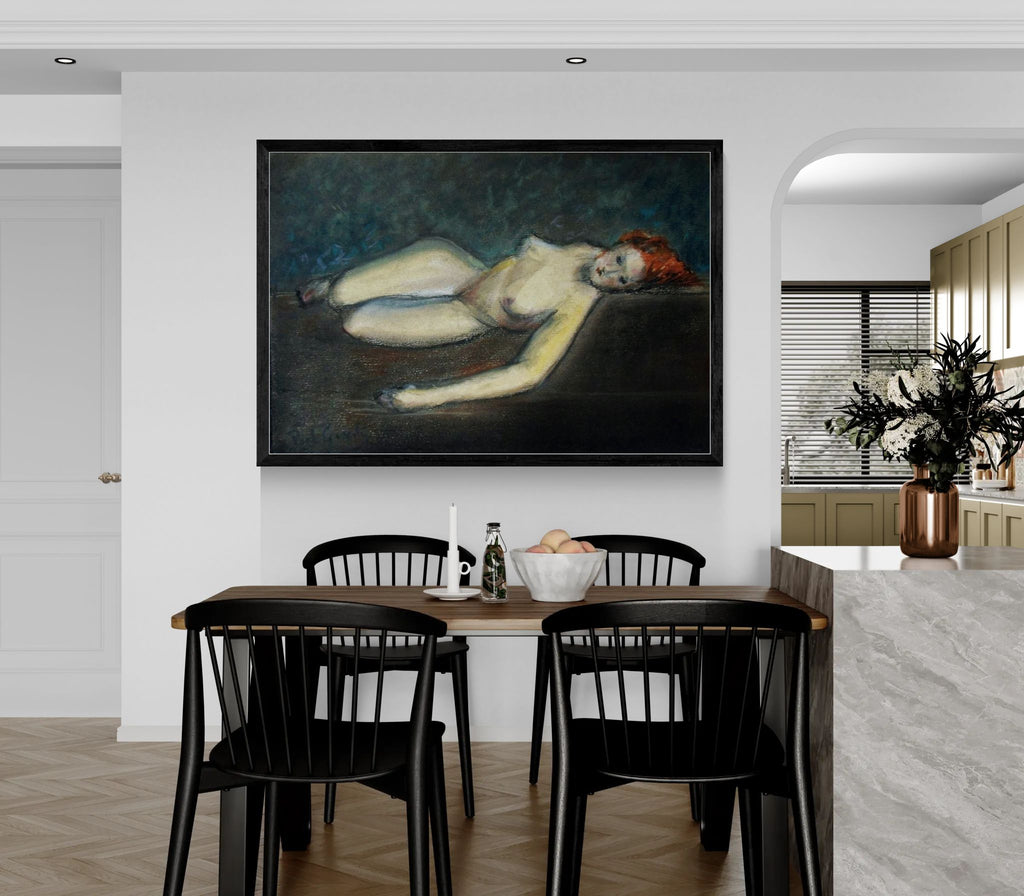 Lying nude by Paul Gosselin Framed Matte Canvas Wall Art Print