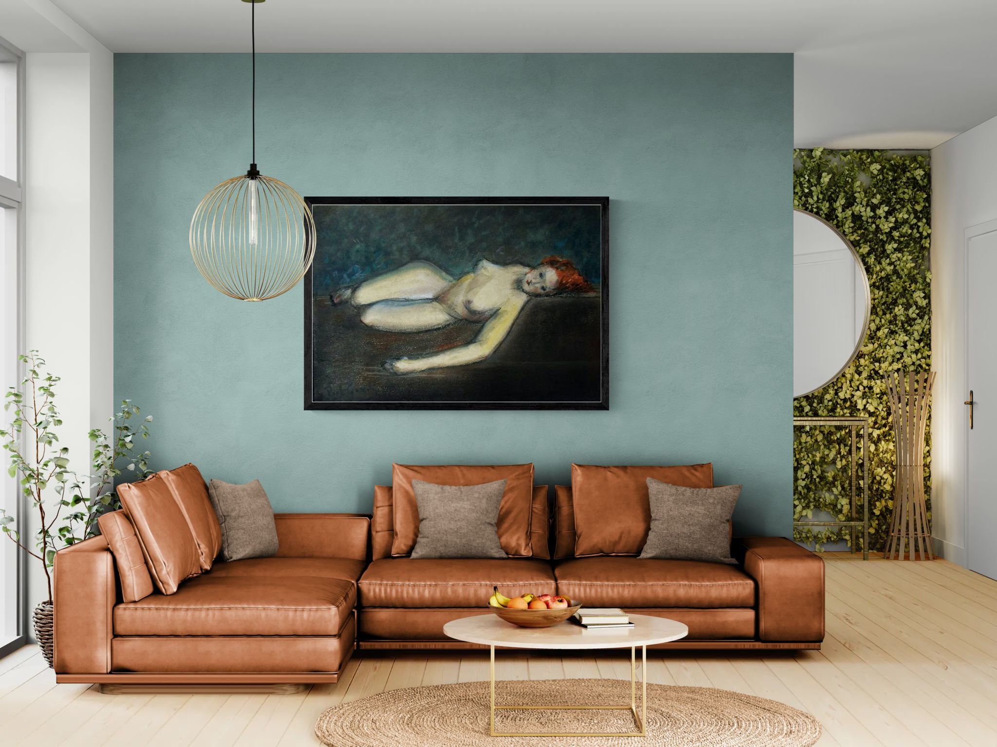 Lying nude by Paul Gosselin Framed Matte Canvas Wall Art Print