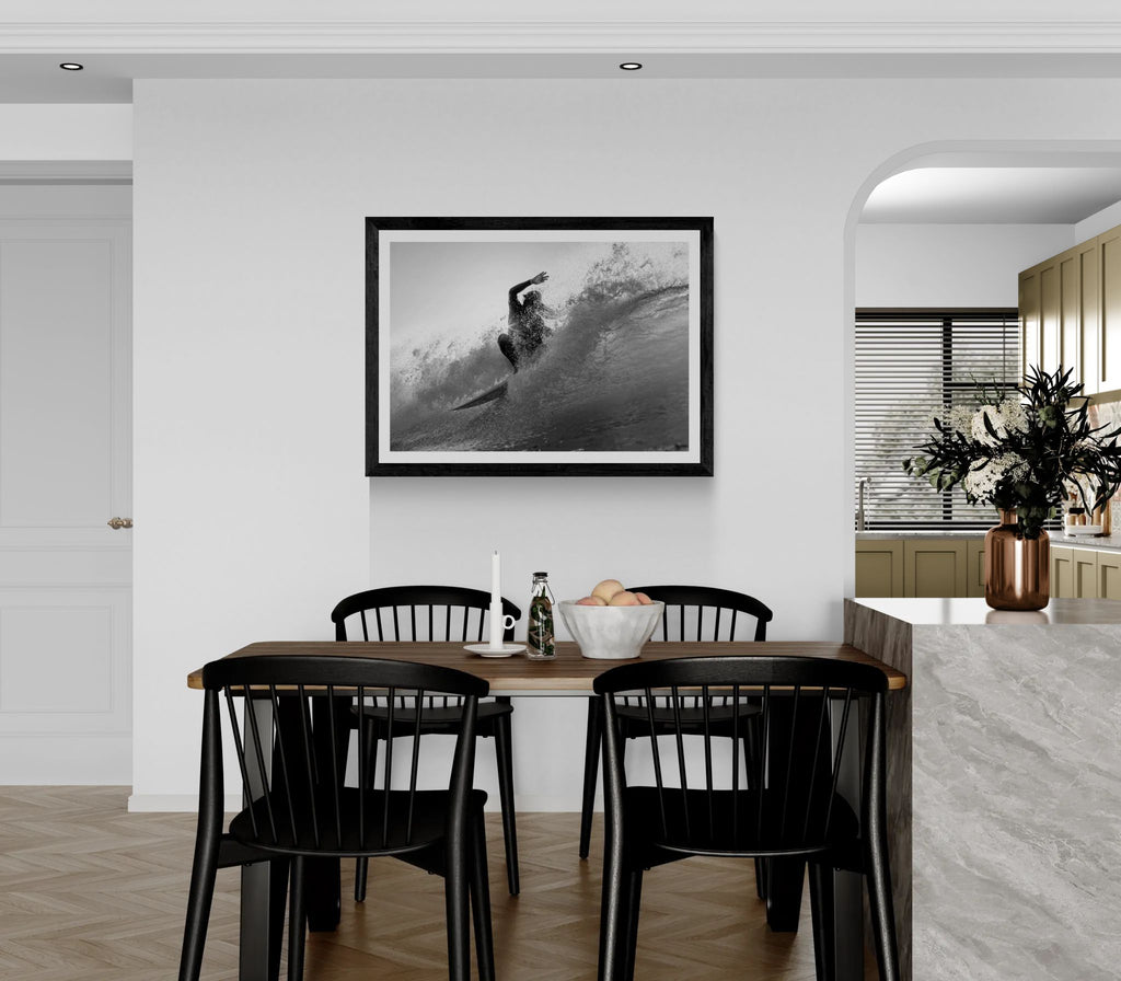 smashing a wave at Lobitos by Henry Espinoza Panta Framed Wall Art Poster