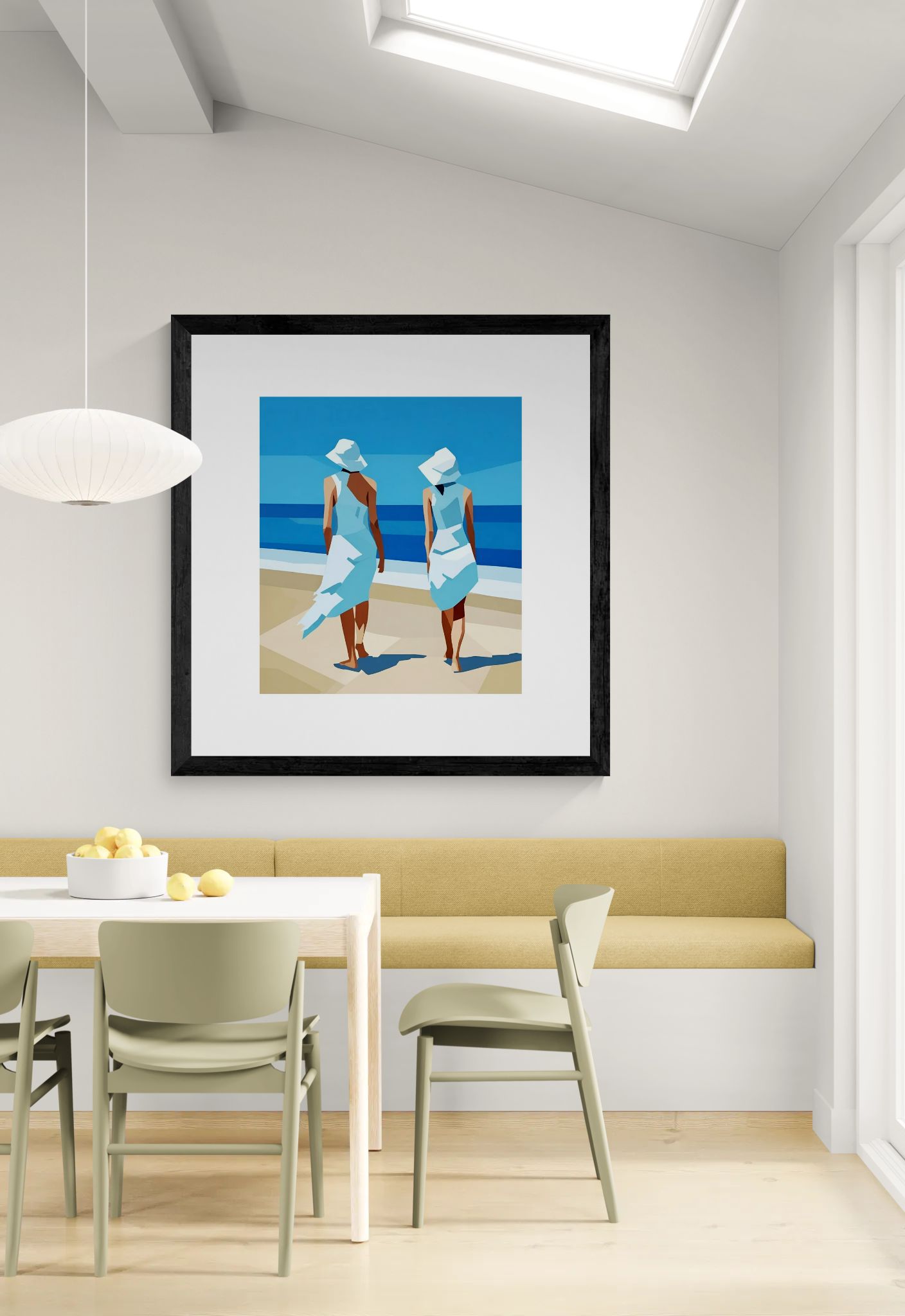 Beach Stroll Art Poster — Minimalist Coastal Print (Rolled Poster)