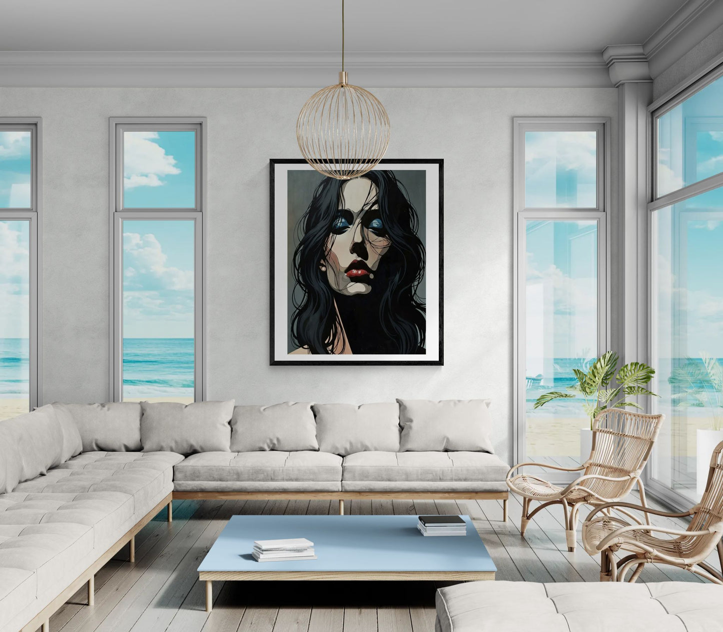 Rolled Poster — Moody Portrait Art Print (Dark Femme, Blue Eyeshadow)